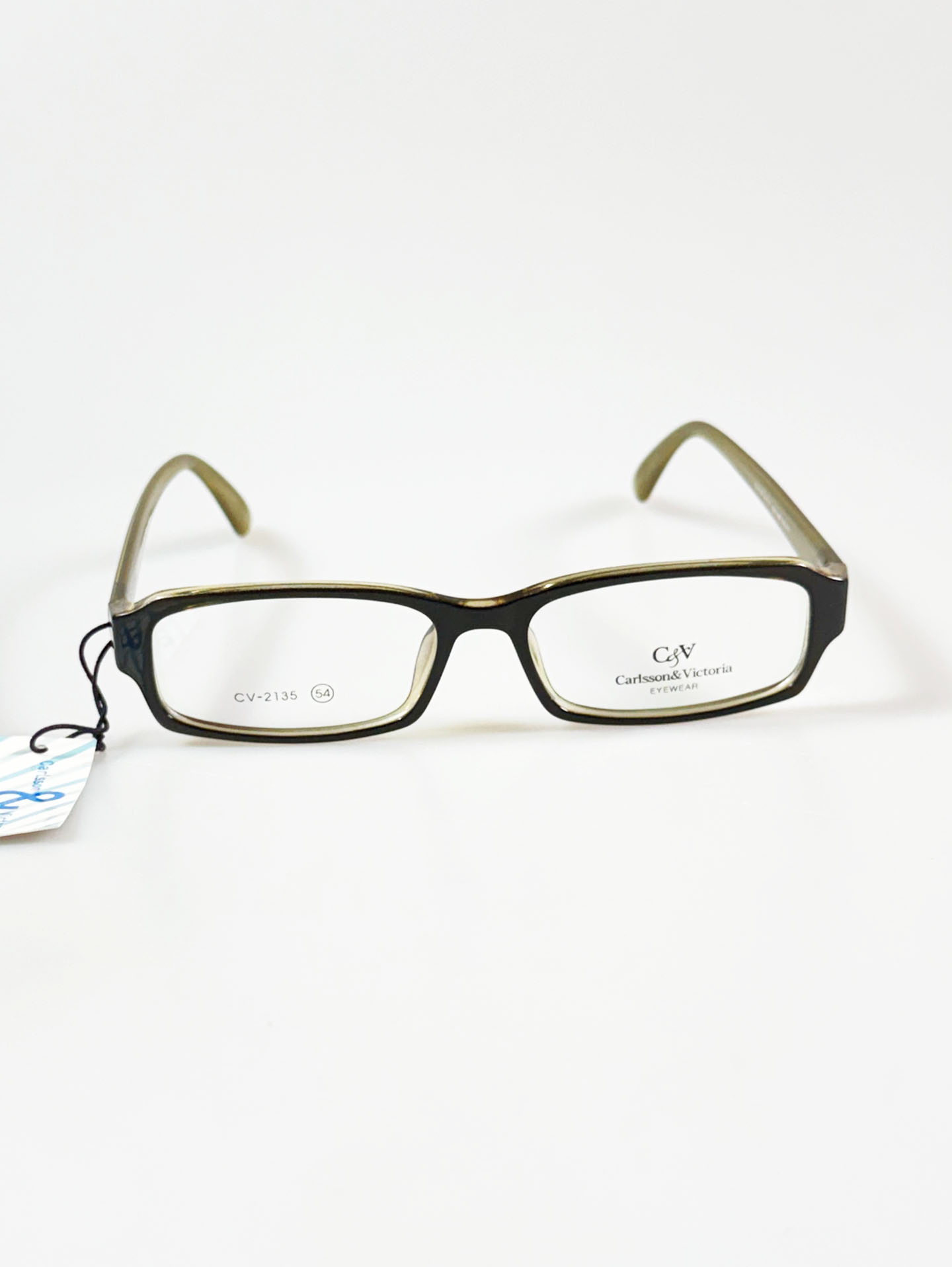 CARLSSON & VICTORIA Black&Olive Square Horn-Rim Glasses