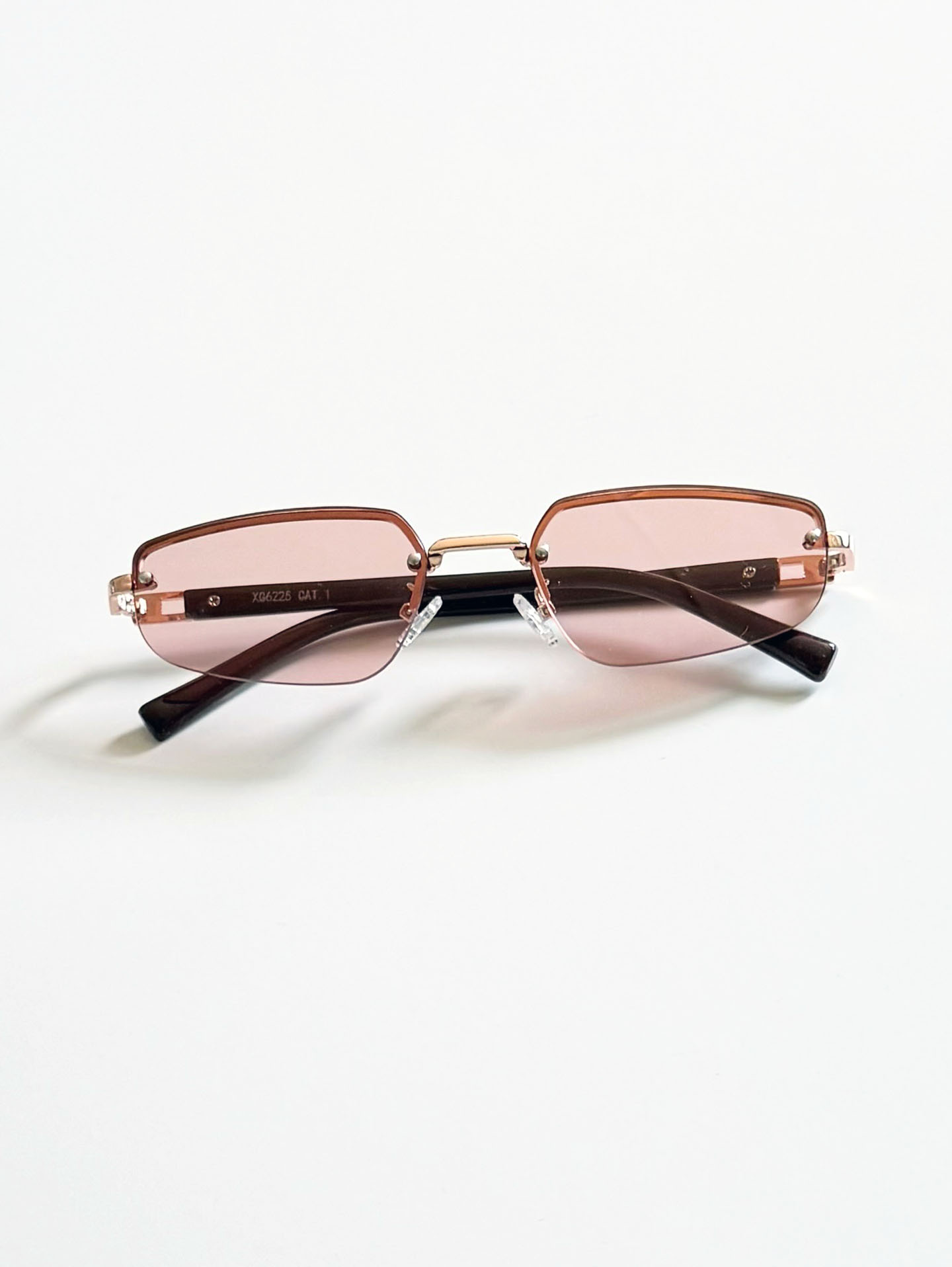 Rimless Square Metal Frame Tint Sunglasses