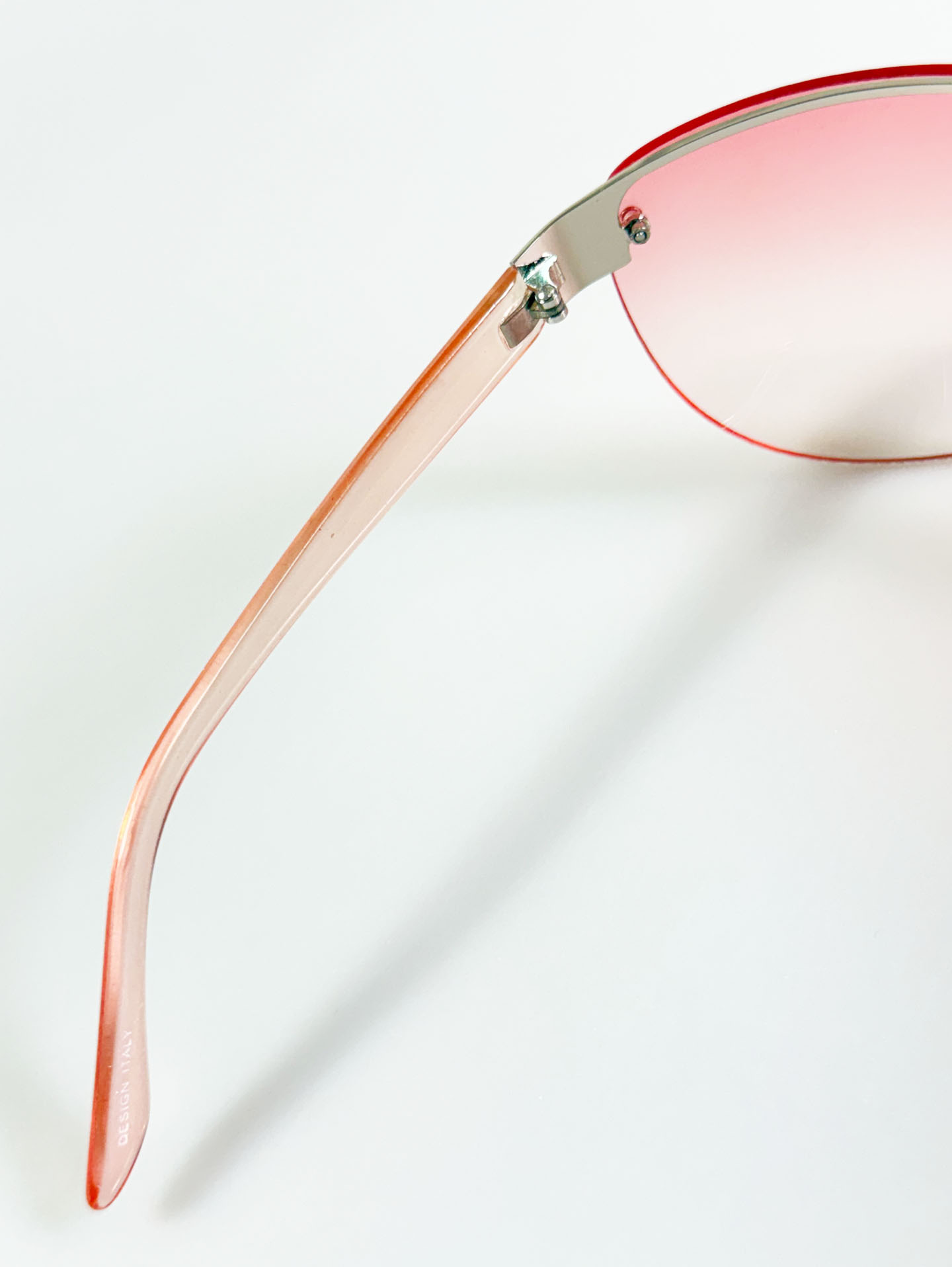 Rimless Shield Square Pink Gradient Tinted Sunglasses