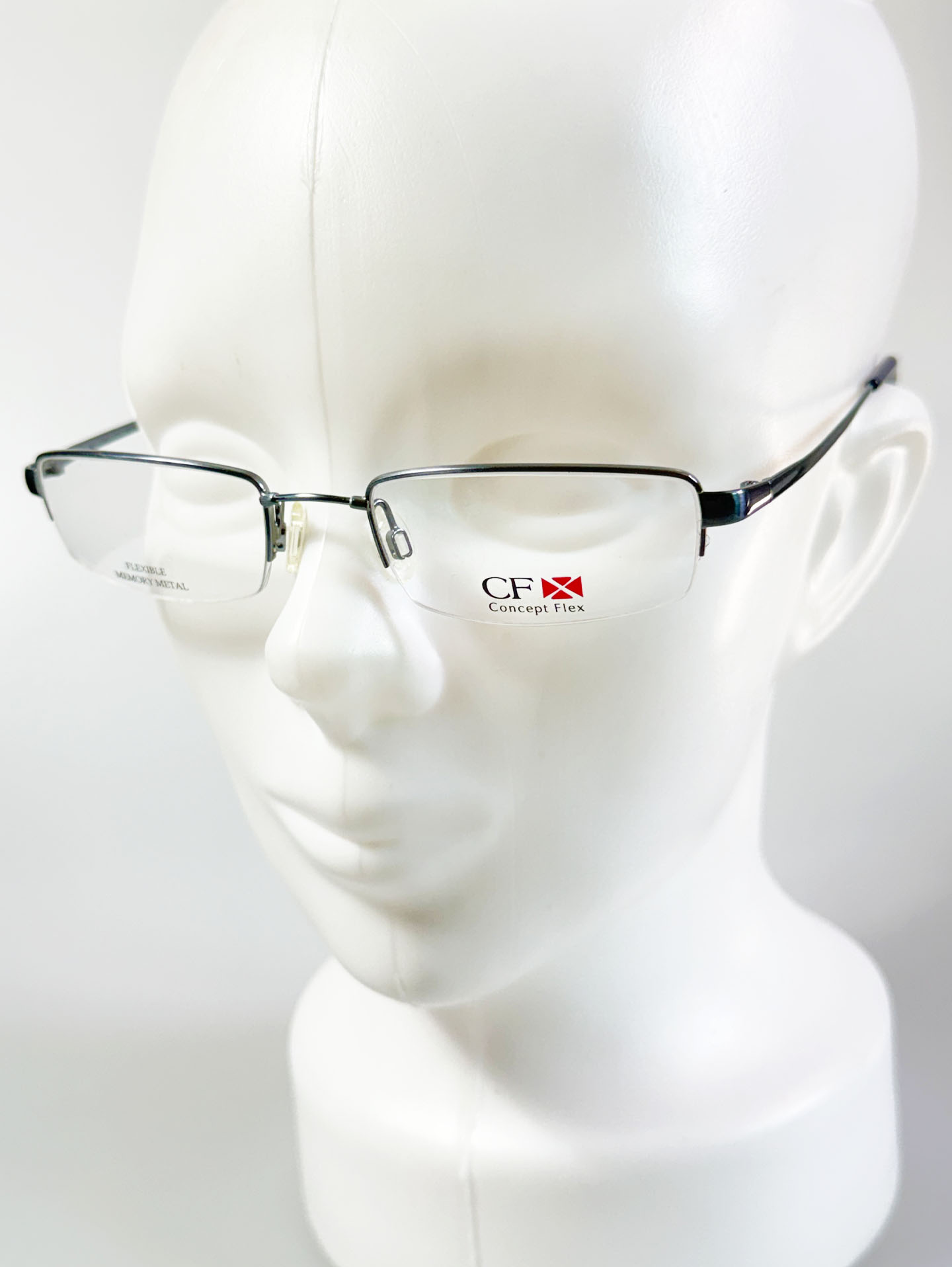 Concept Flex Blue Half-Rim Metal Square Frame Glasses
