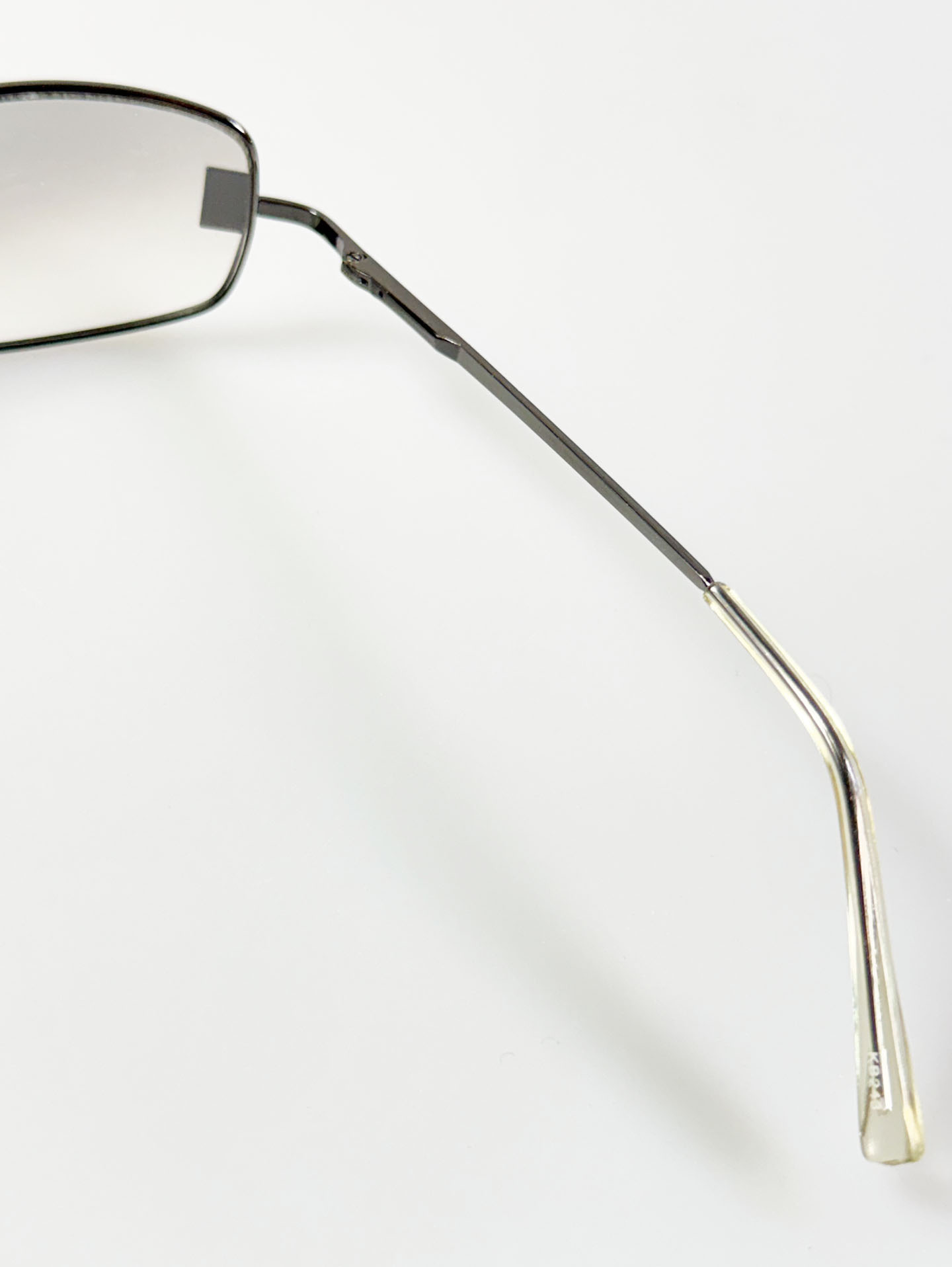 Gunmetal Slim Square Metal Smoke Gradient Tint Sunglasses