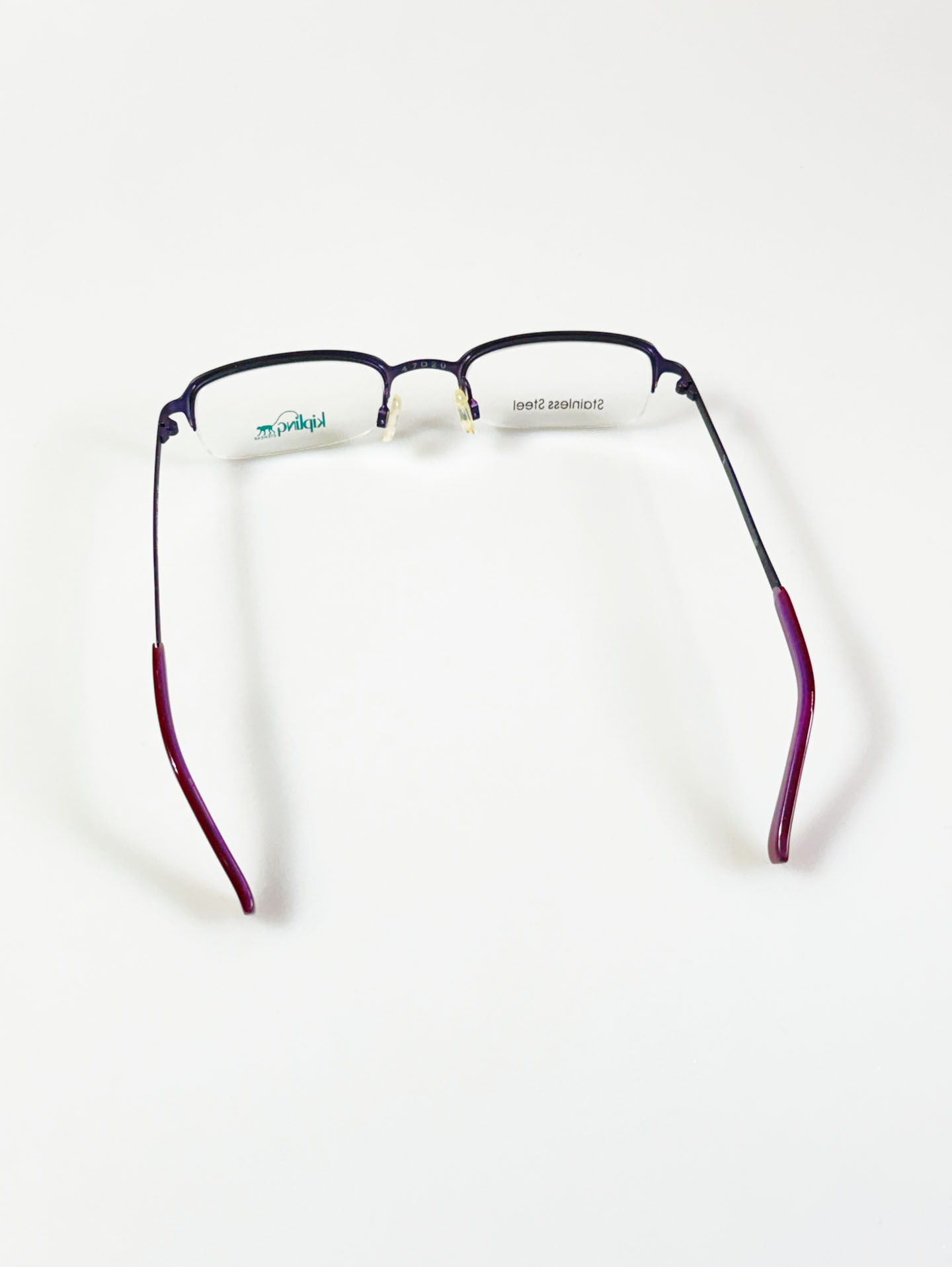 Kipling Deep Purple Square Semi-Rimless Metal Frame Glasses