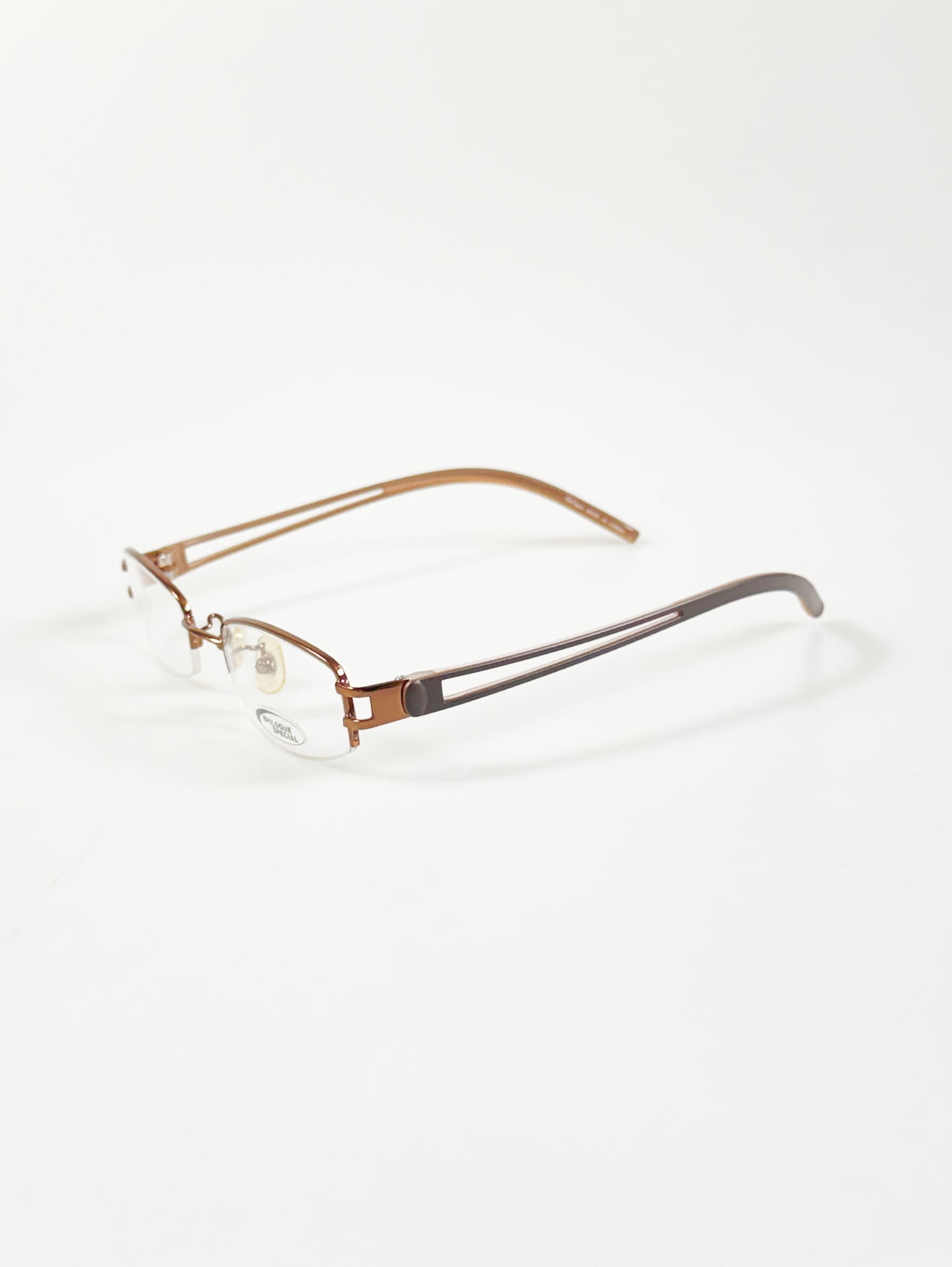 EPILOGUE Brown Half-Rim Square Metal Glasses