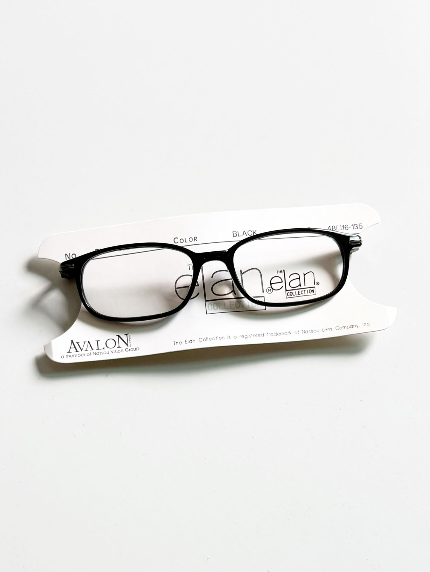 90's ELAN Black Square Horn-Rim Frame Glasses