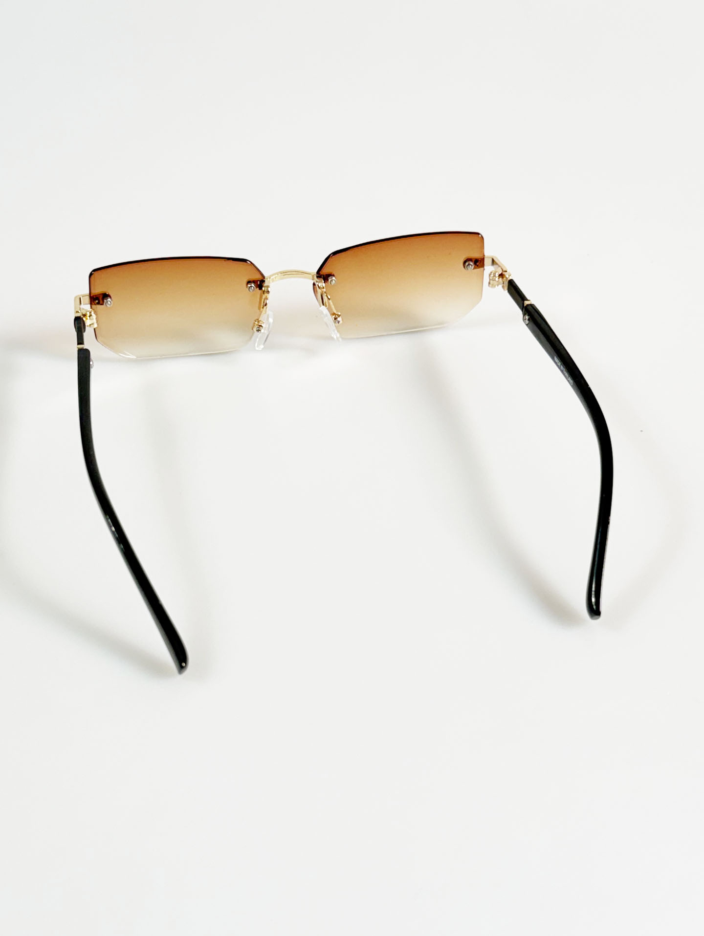 Gold Rimless Square Gradient Tint Sunglasses