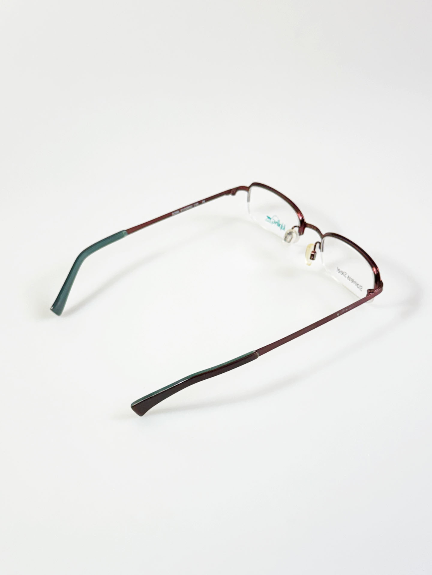 Kipling Deep Brown Square Semi-Rimless Metal Frame Glasses