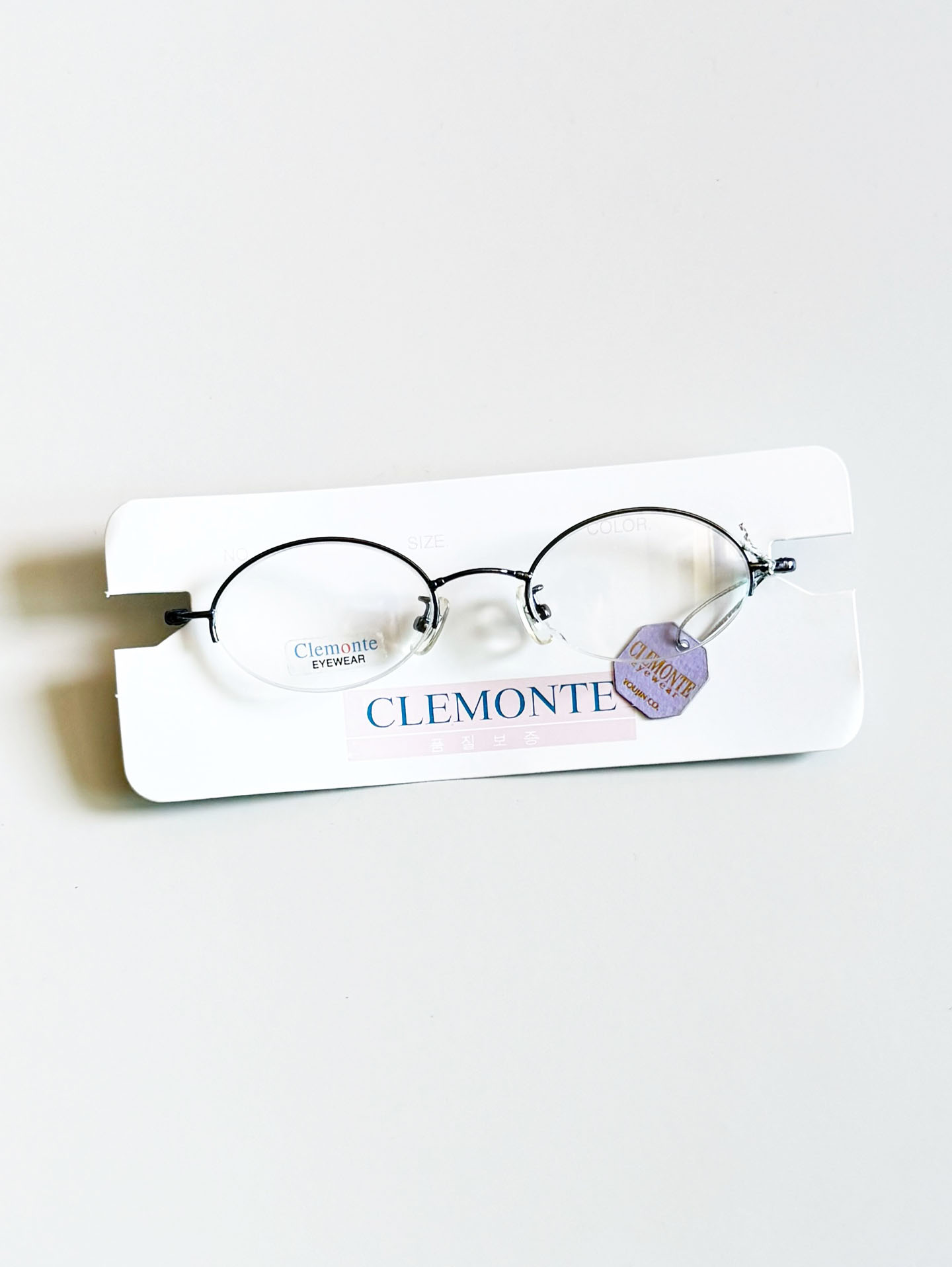 Clemonte Slim Oval Semi-Rimless Metal Frame Glasses