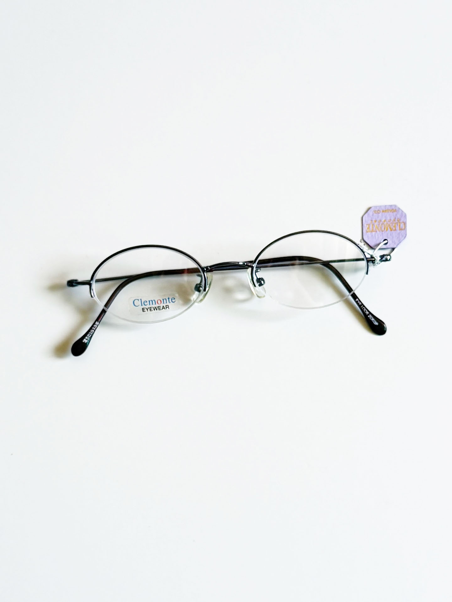 Clemonte Slim Oval Semi-Rimless Metal Frame Glasses