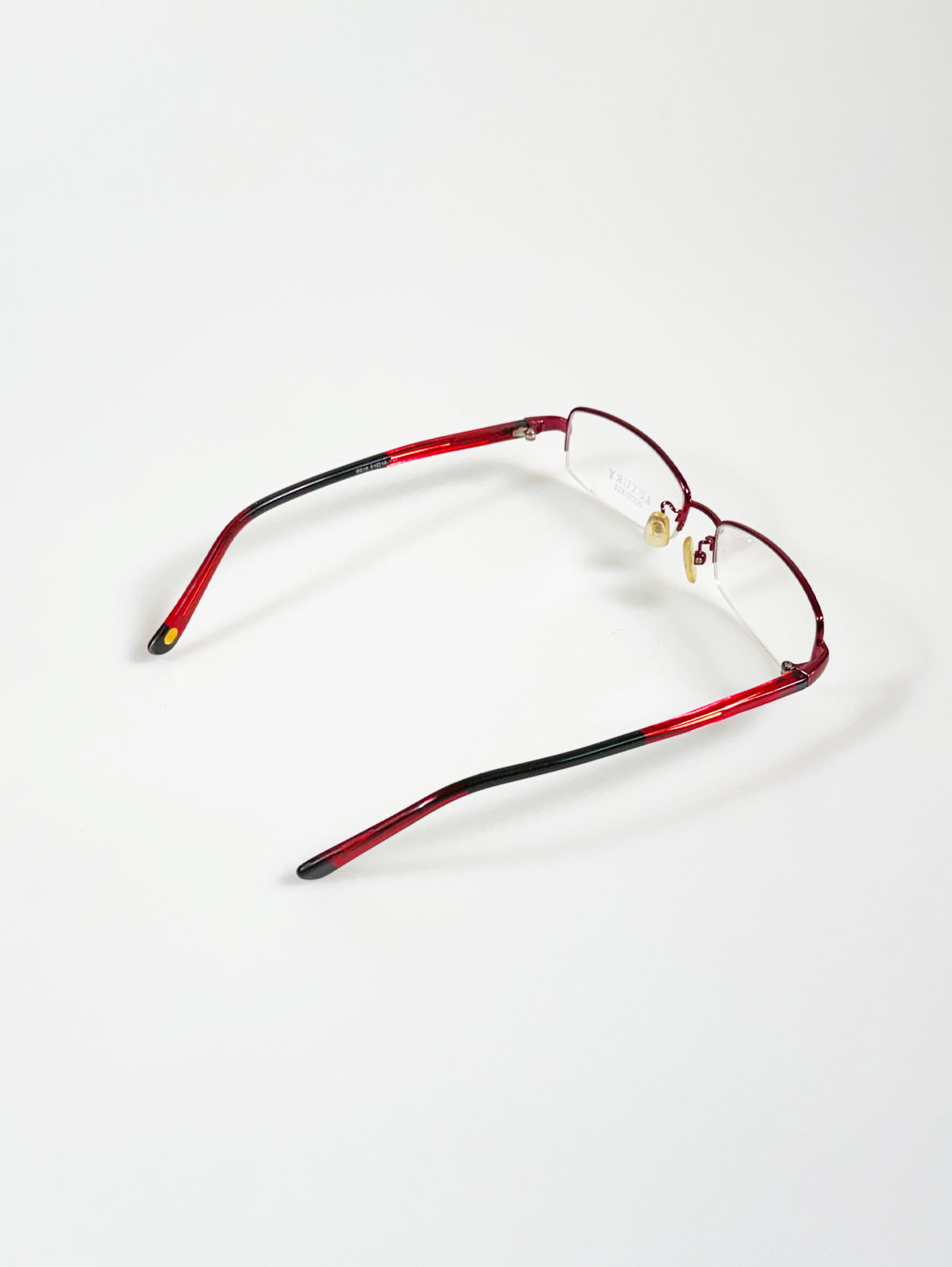 Luxury Red Semi-Rimless Square Metal Frame Glasses