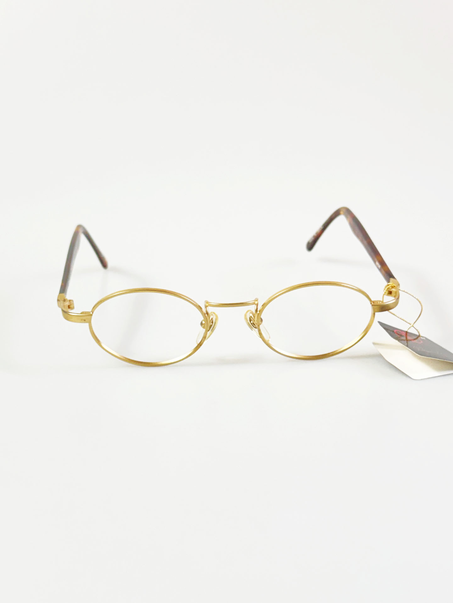 90's ALAIN DELON Gold Slim Oval Metal Frame Glasses