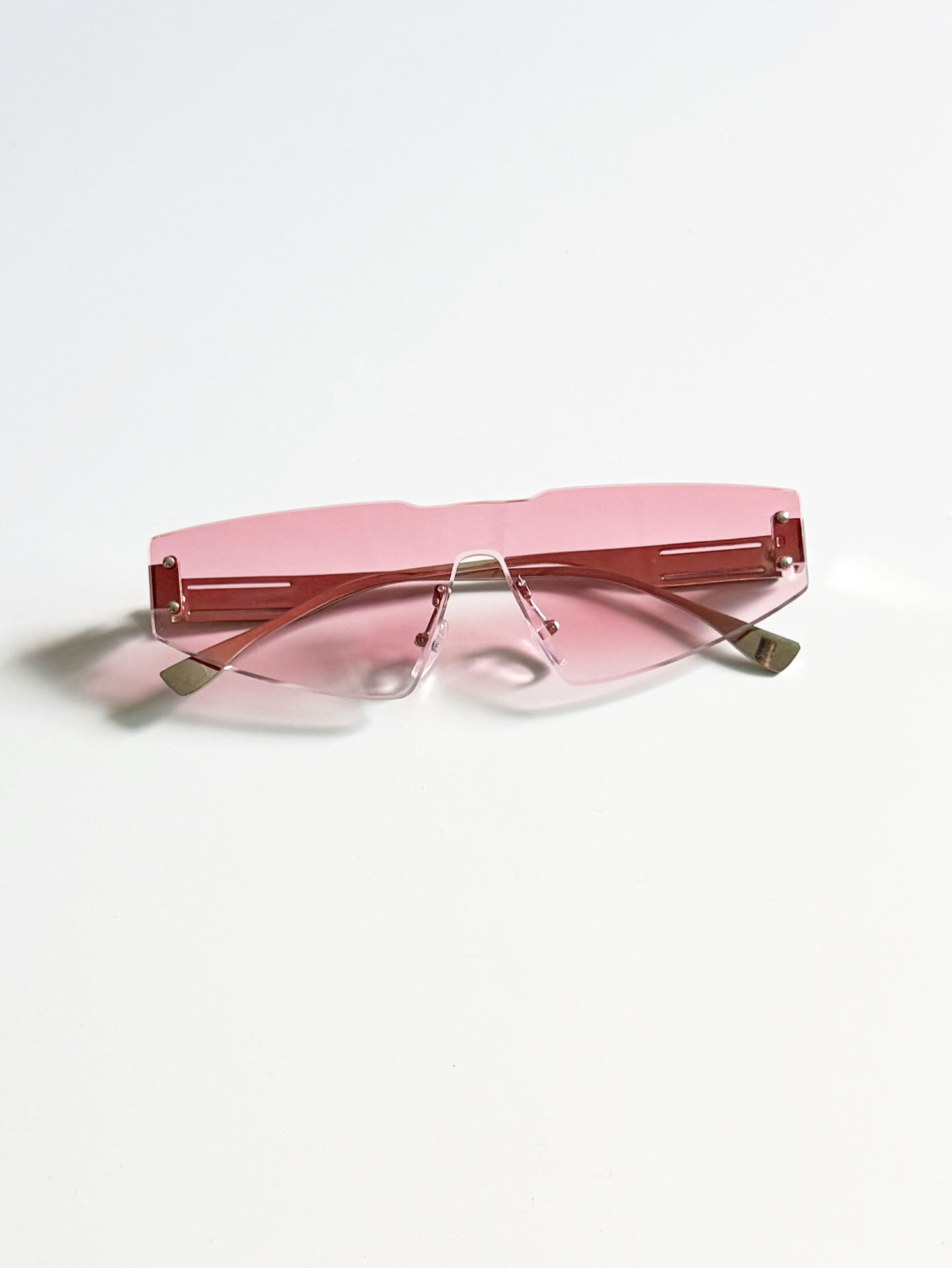 Rimless Shield Pink Gradient Lens Sunglasses