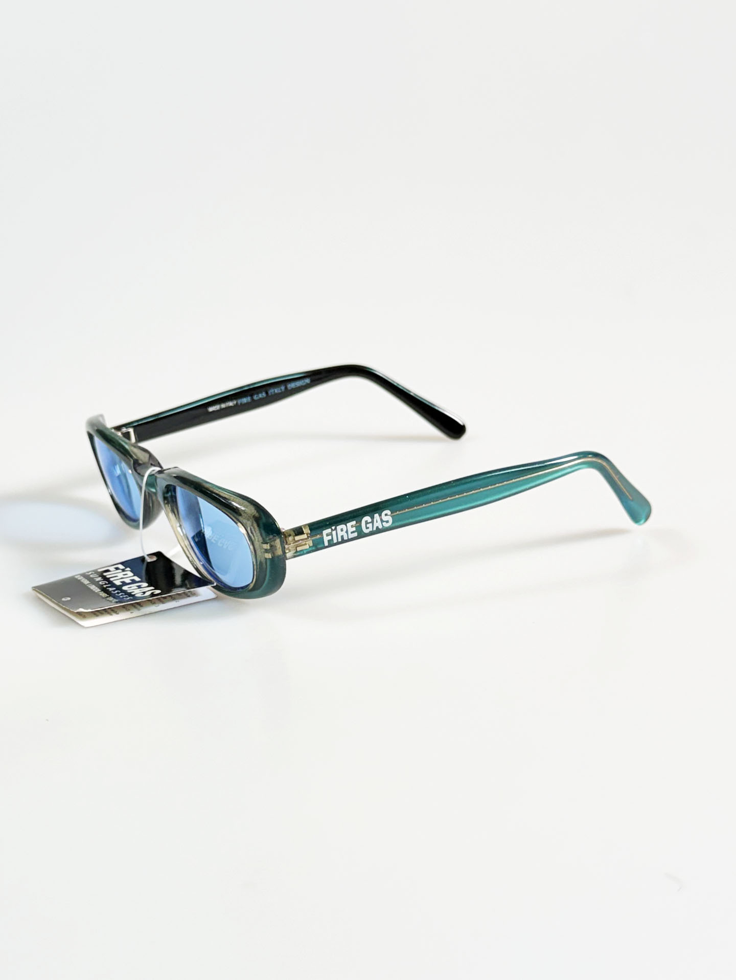 90's FIRE GAS Teal Blue Bold Oval Tint Sunglasses