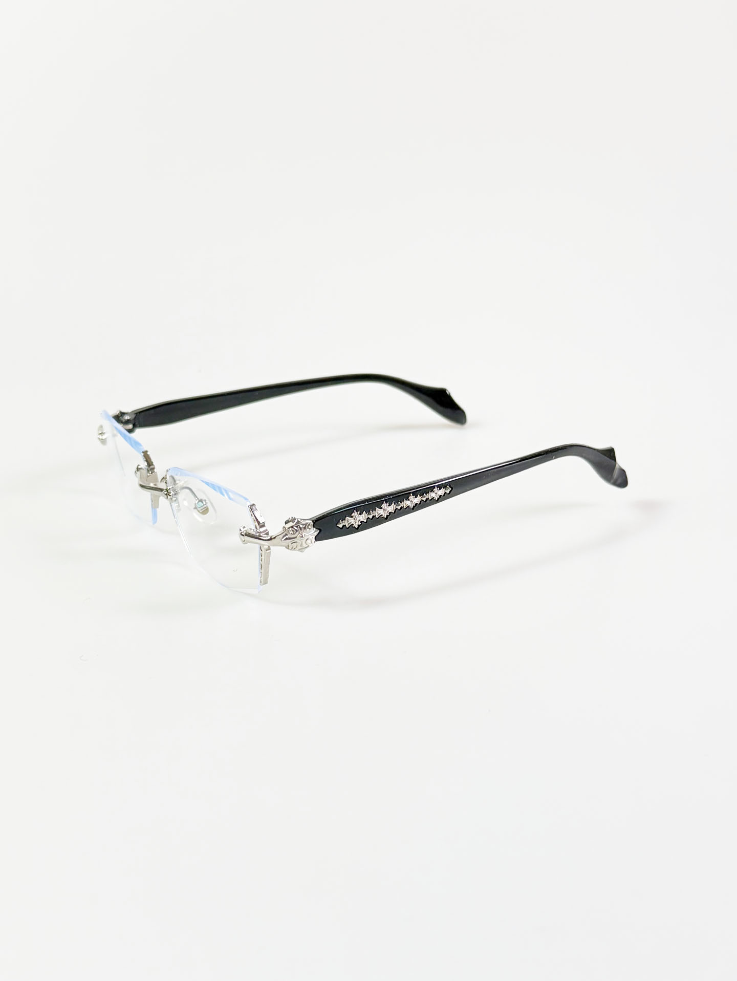 Rimless Slim Square Metal Frame Glasses