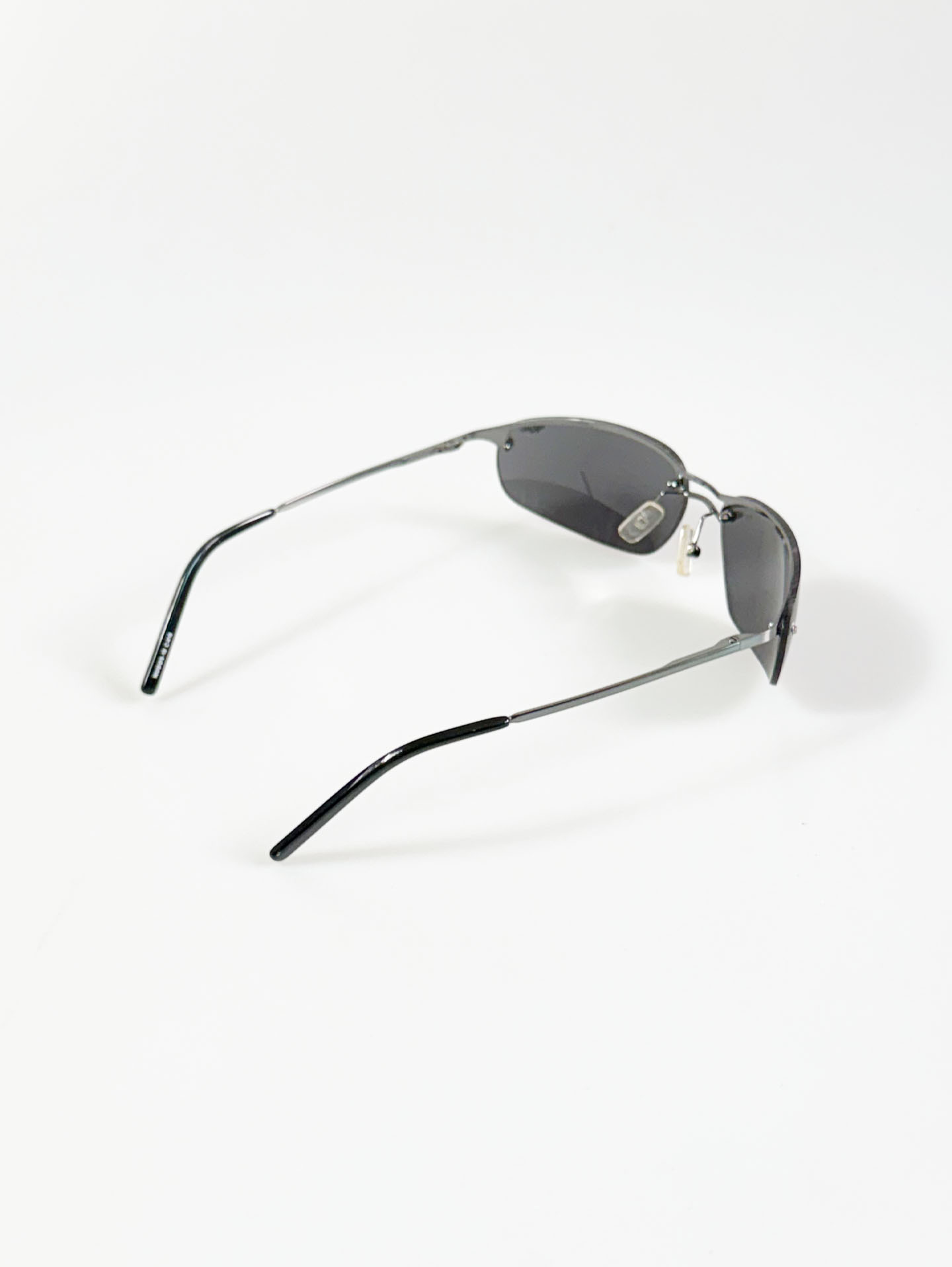 NUDOS Two-Bridge Rimless Wrap Metal Sunglasses