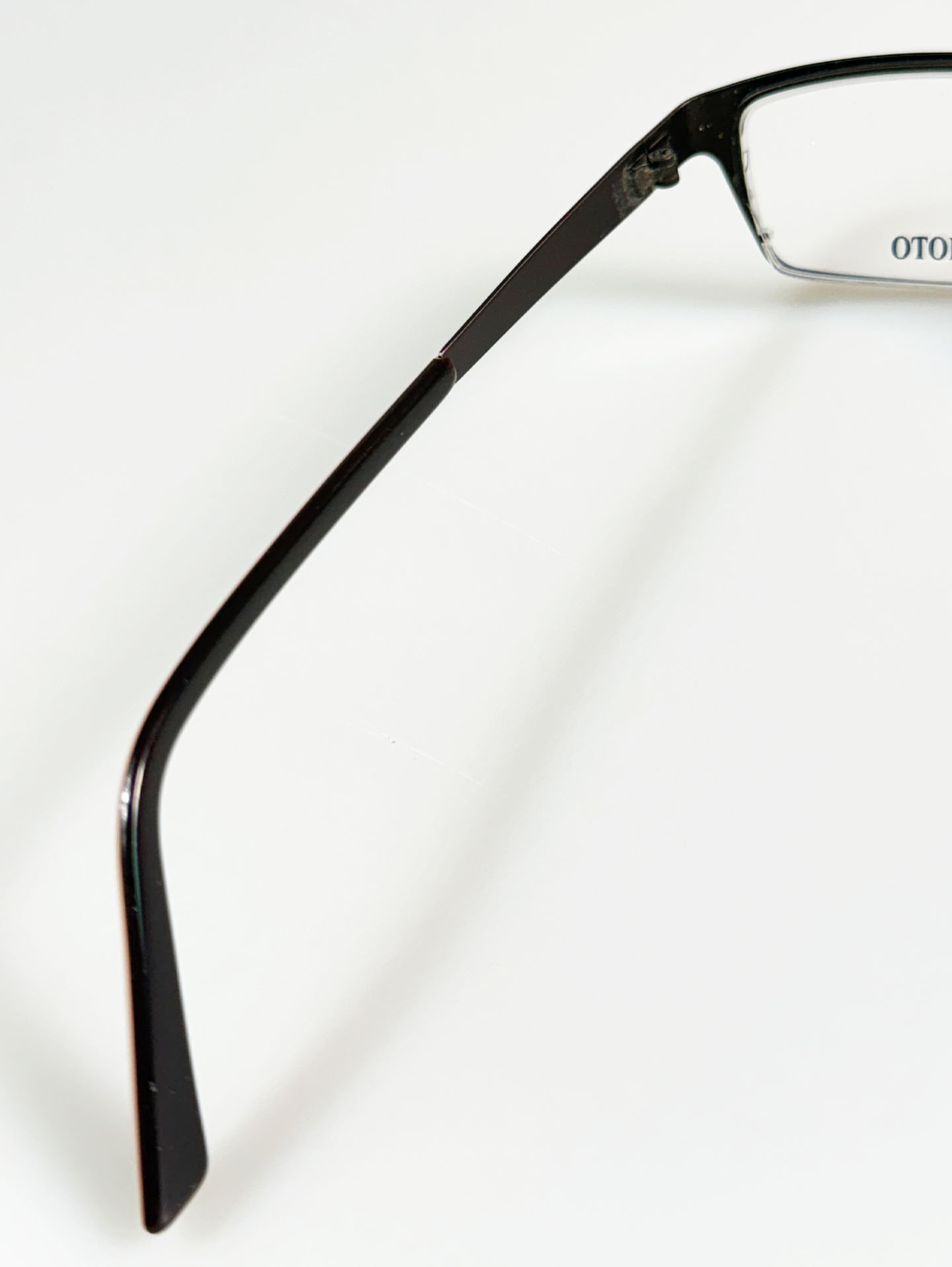 KISHMOTO Japan Dark Brown Slim Square Metal Frame Glasses