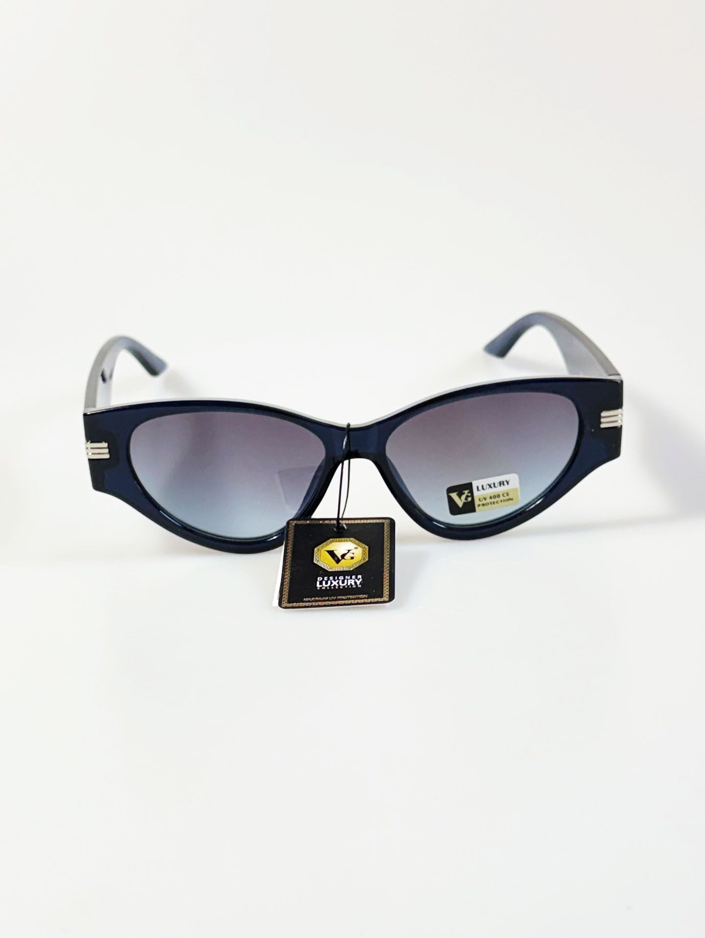 VG EYEWEAR Navy Blue Oversized Geometric Frame Sunglasses