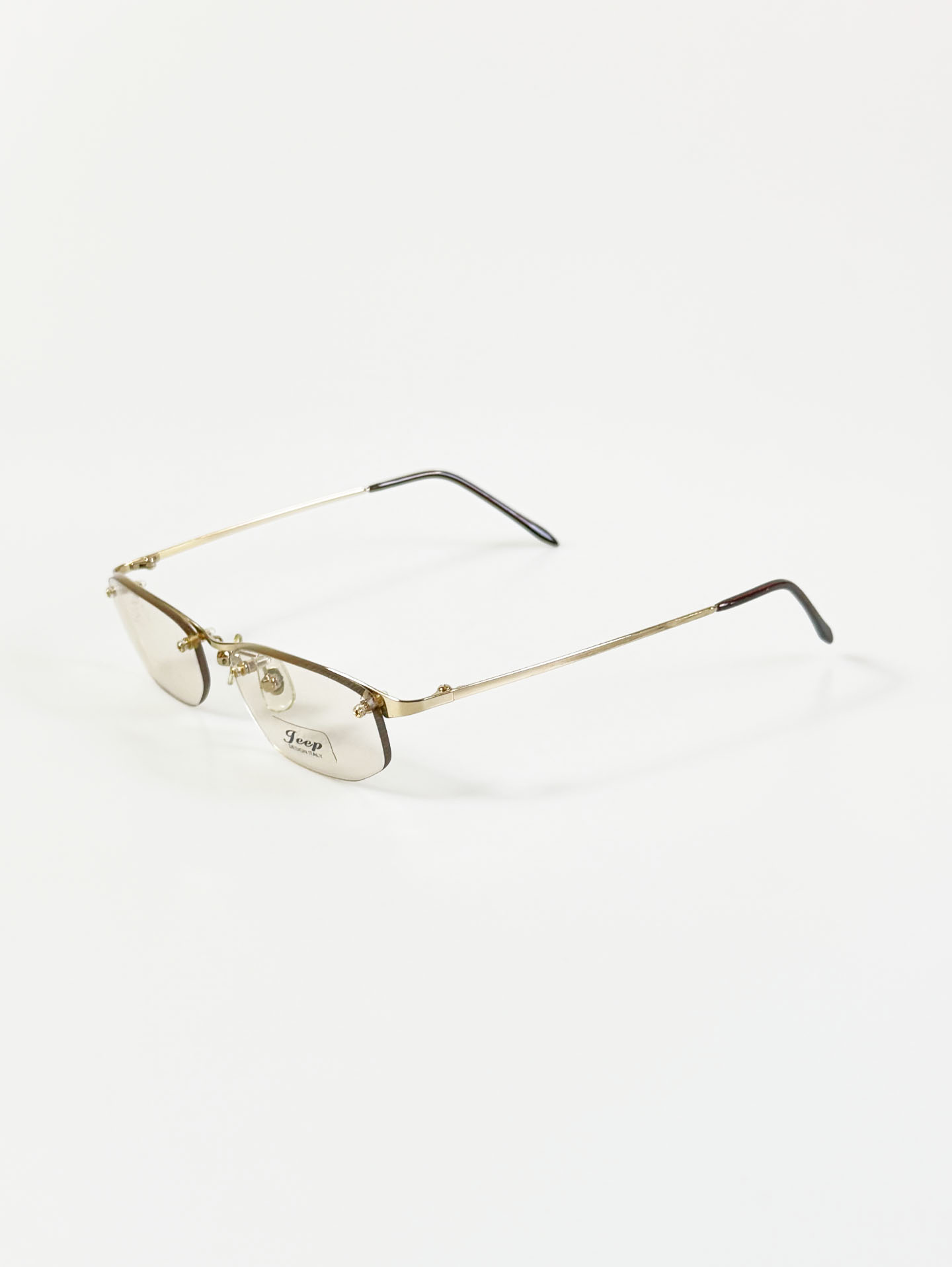 JEEP Gold Half-Rim Square Metal Frame Glasses