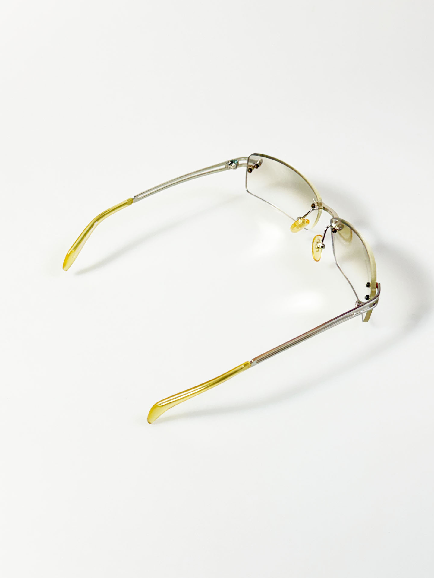 SUPERHERO Rimless Silver Square Metal Frame Sunglasses