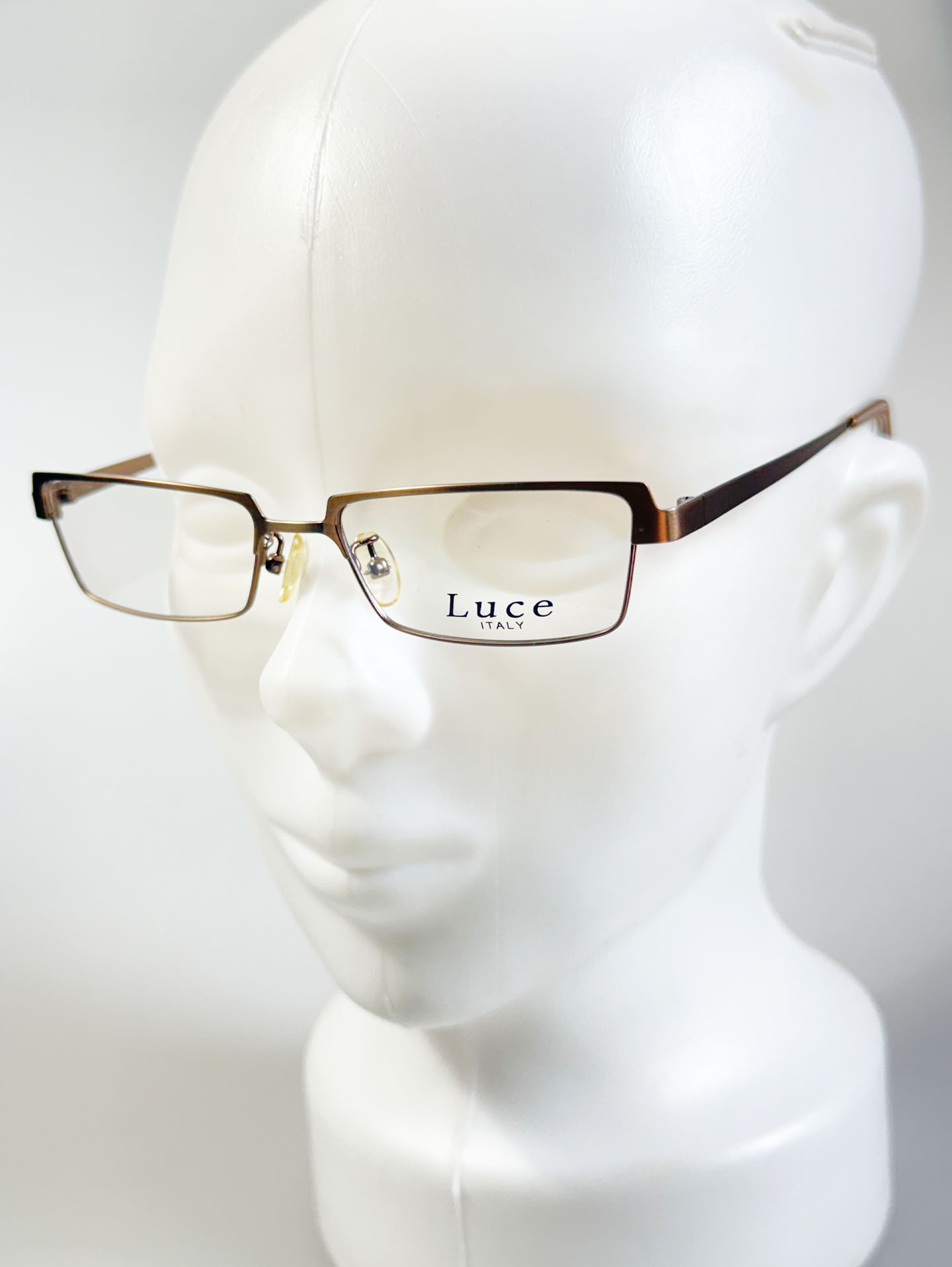 LUCE ITALY Brown Square Browline Metal Frame Glasses