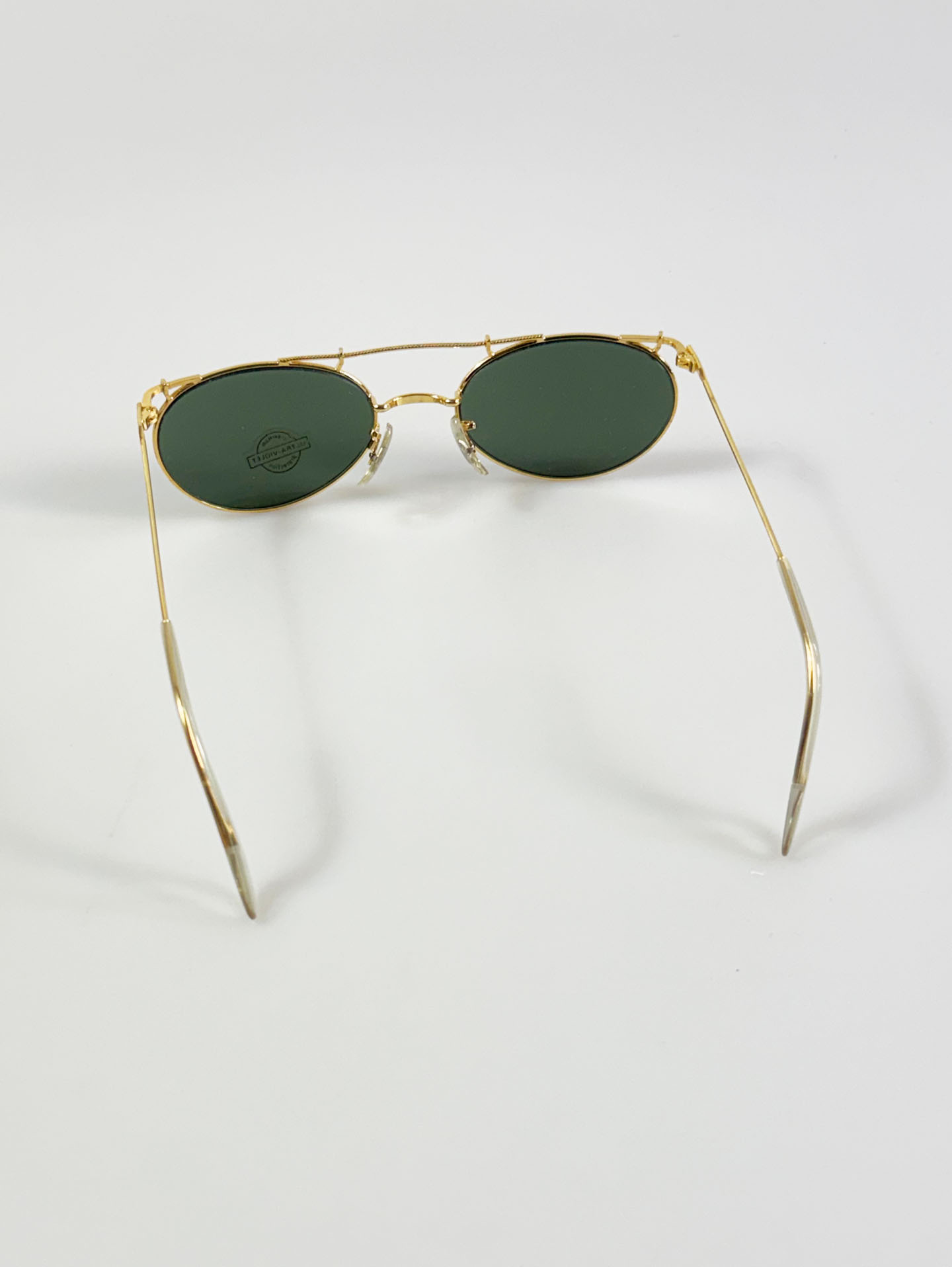90’s Double Bridge Gold Metal Oval Sunglasses