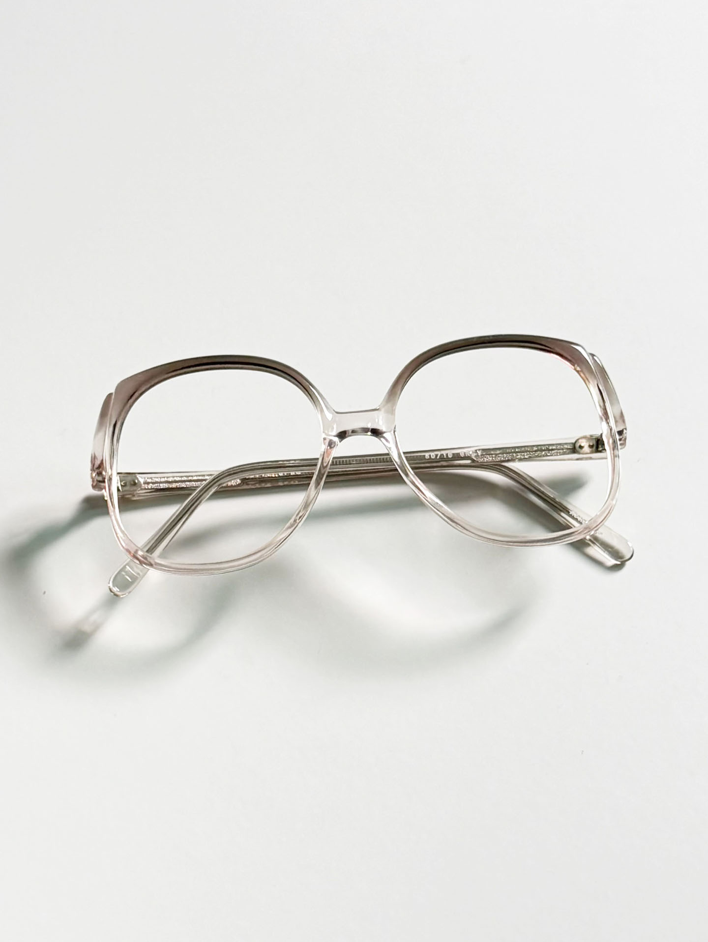 90s ELITE Smoke Crystal Oversized Square Acetate Horn-Rim Glasses