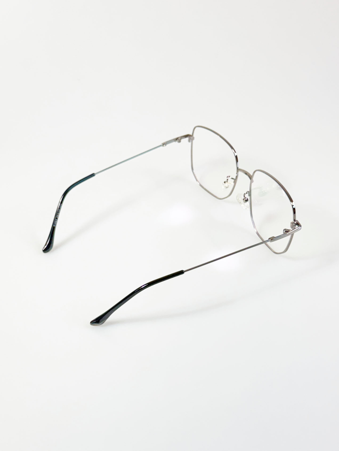Dark Silver Oversized Square Metal Frame Glasses