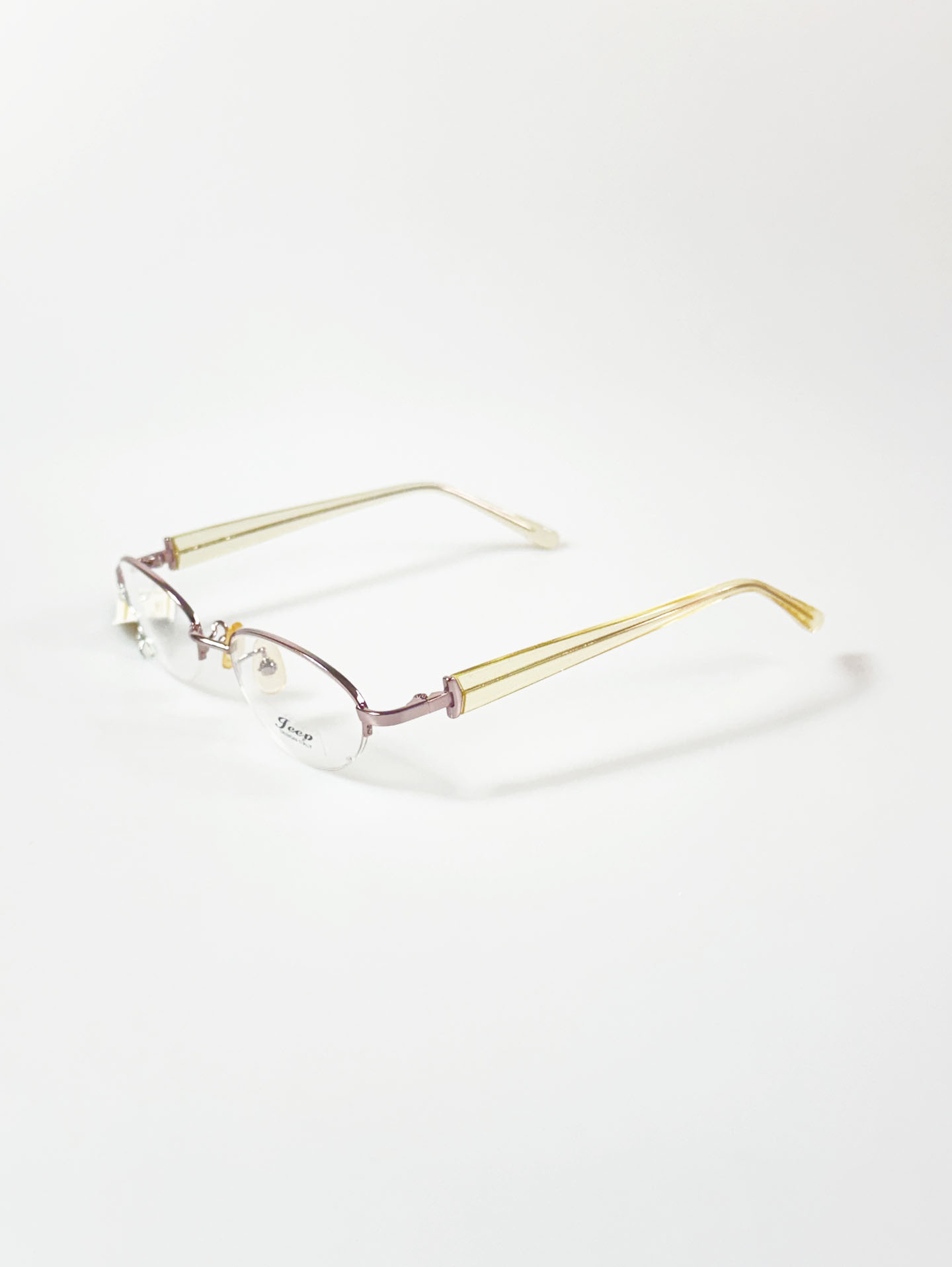 JEEP Pink Gold Half-Rim Oval Metal Frame Glasses