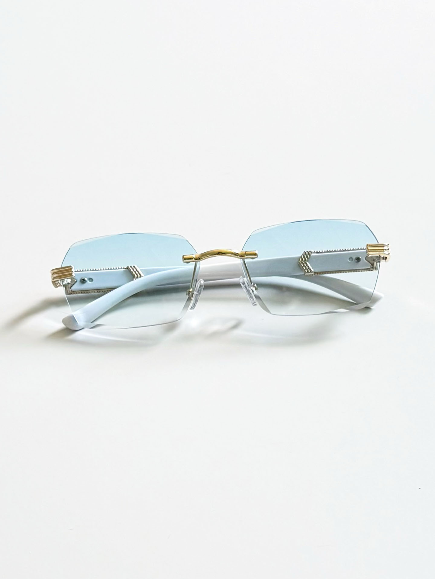 Rimless Square Metal Frame Tint Sunglasses