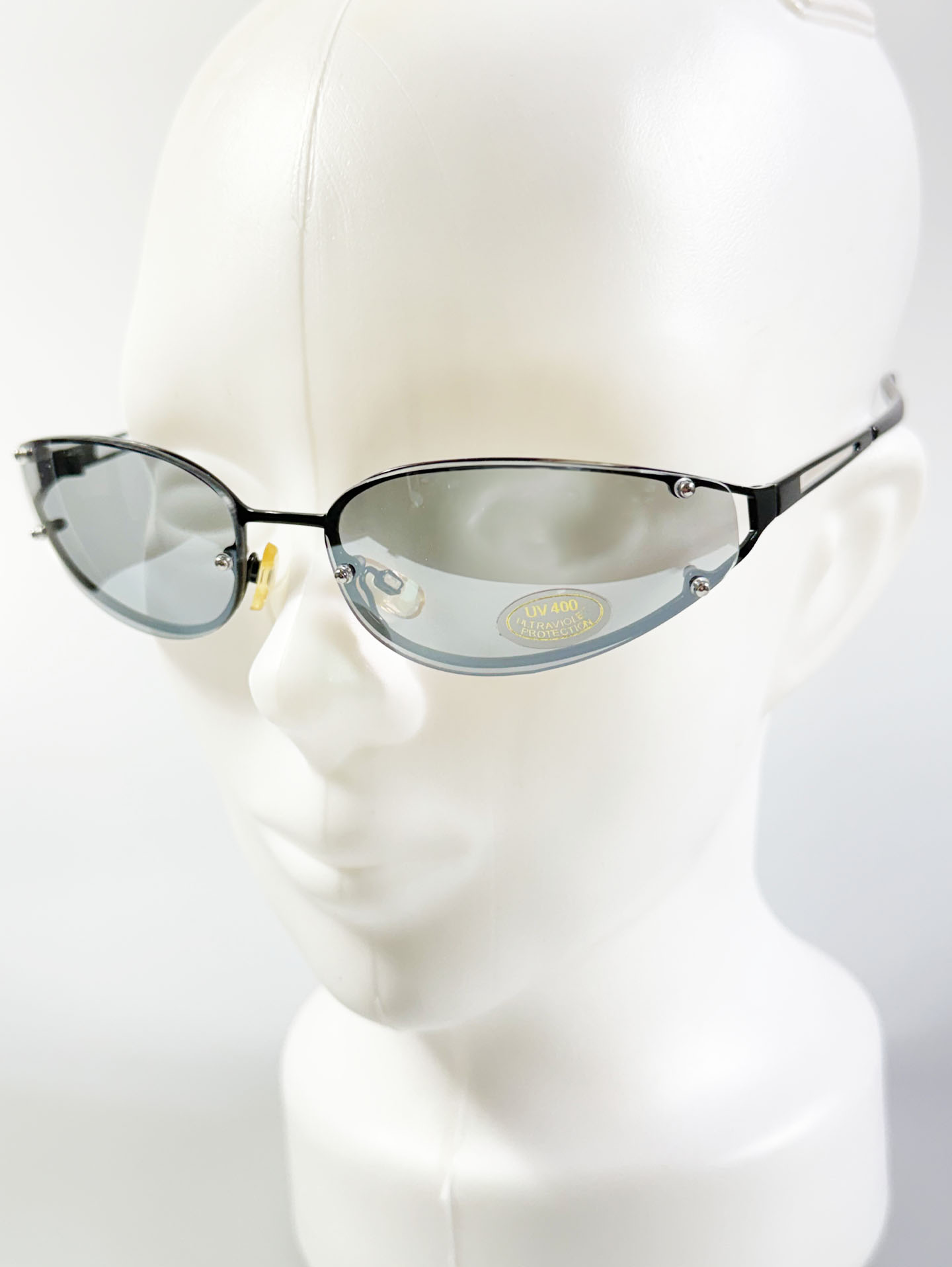 I.COM Black Rimless Oval Metal Sunglasses