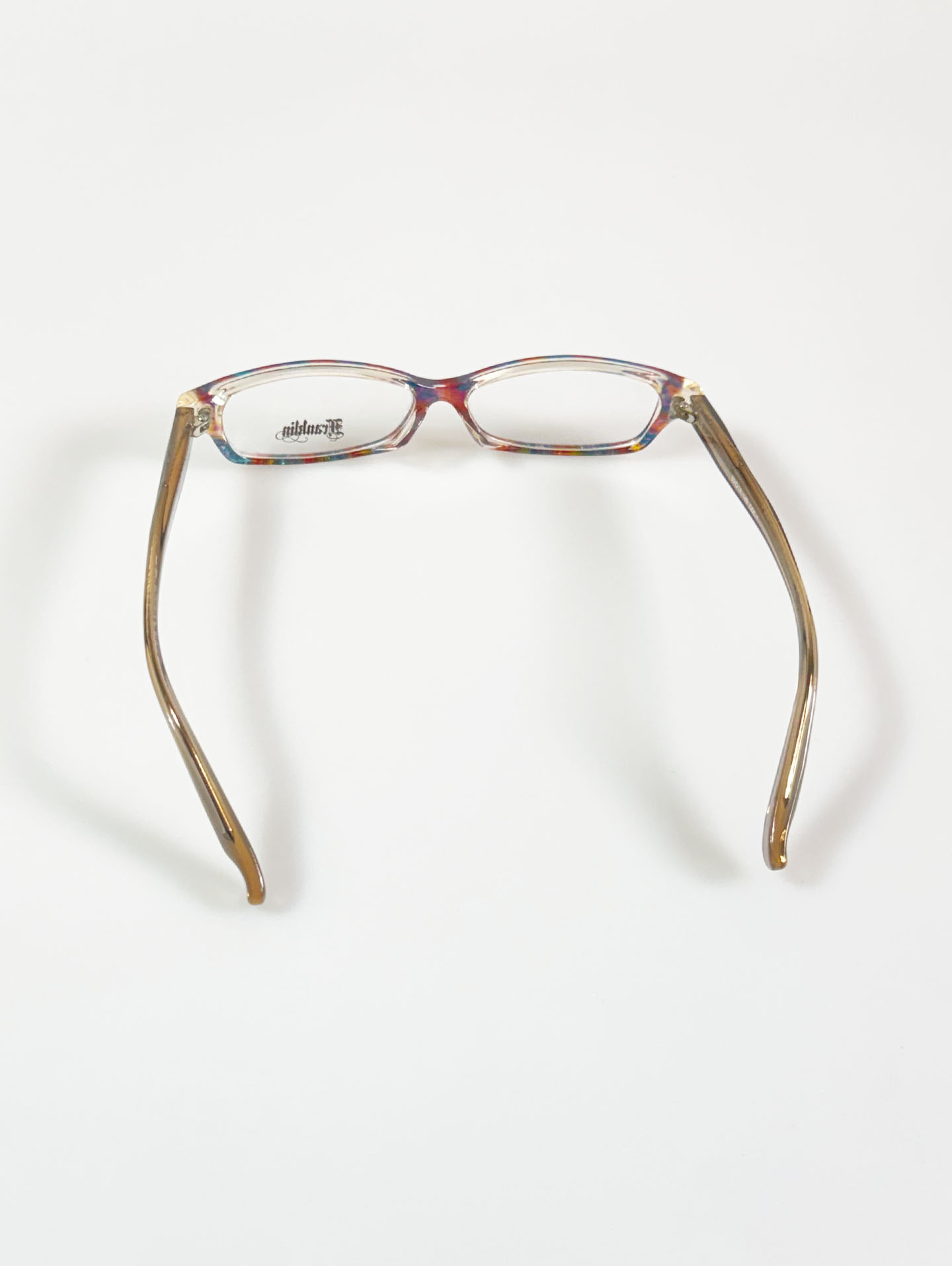 90's Franklin Patterned Square Horn-Rim Frame Glasses