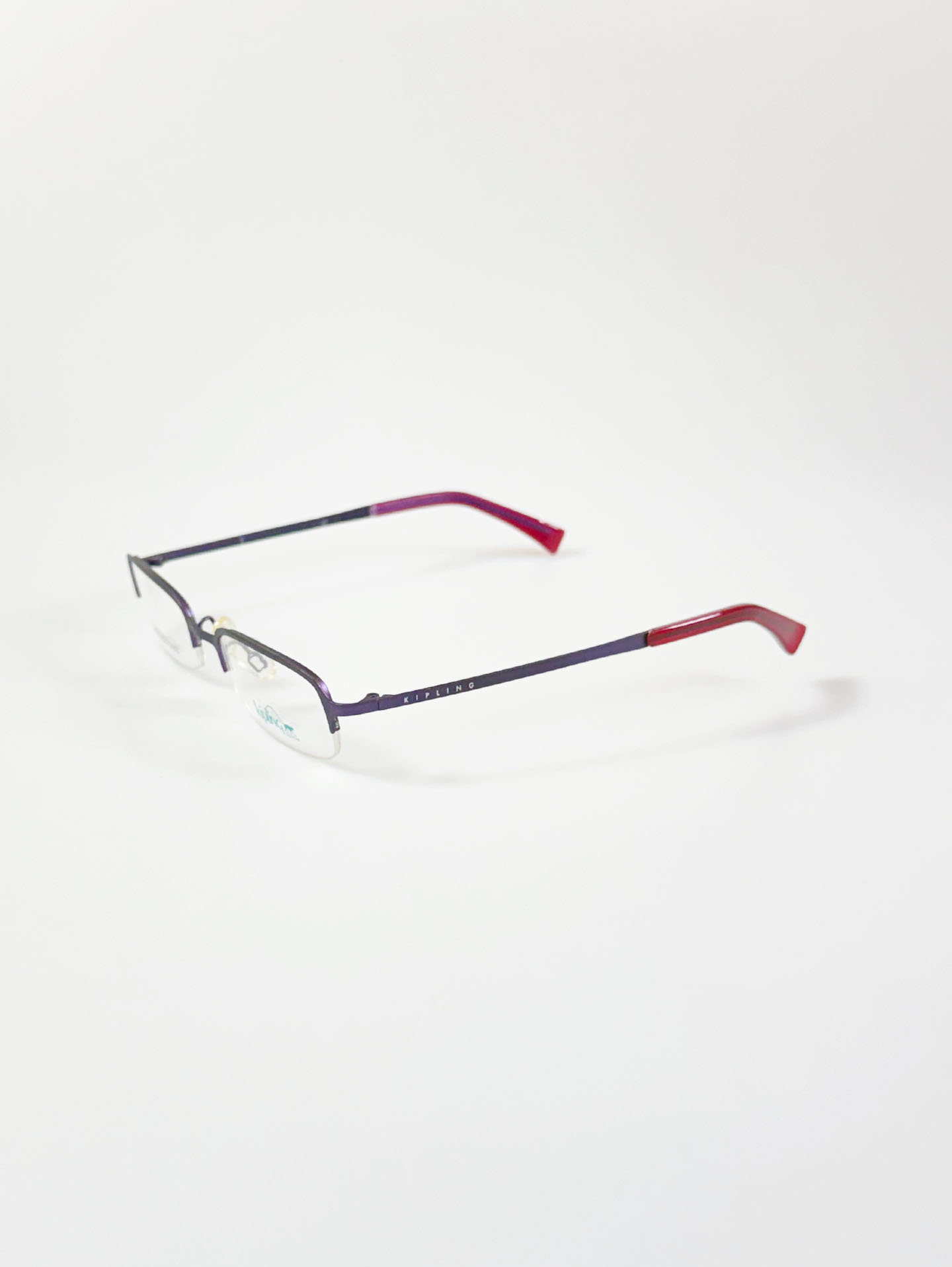 Kipling Deep Purple Square Semi-Rimless Metal Frame Glasses