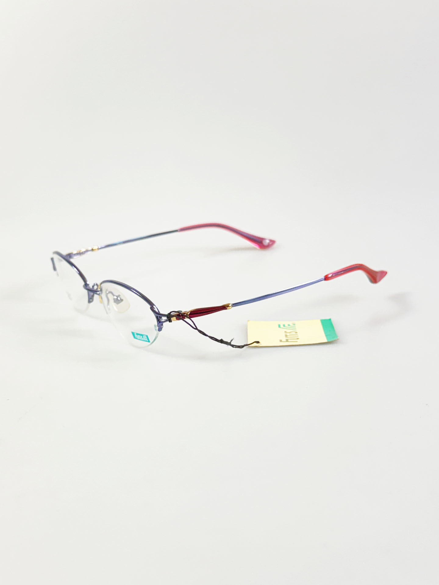 90's FUTIS Blue Purple Semi-Rimless Oval Metal Glasses