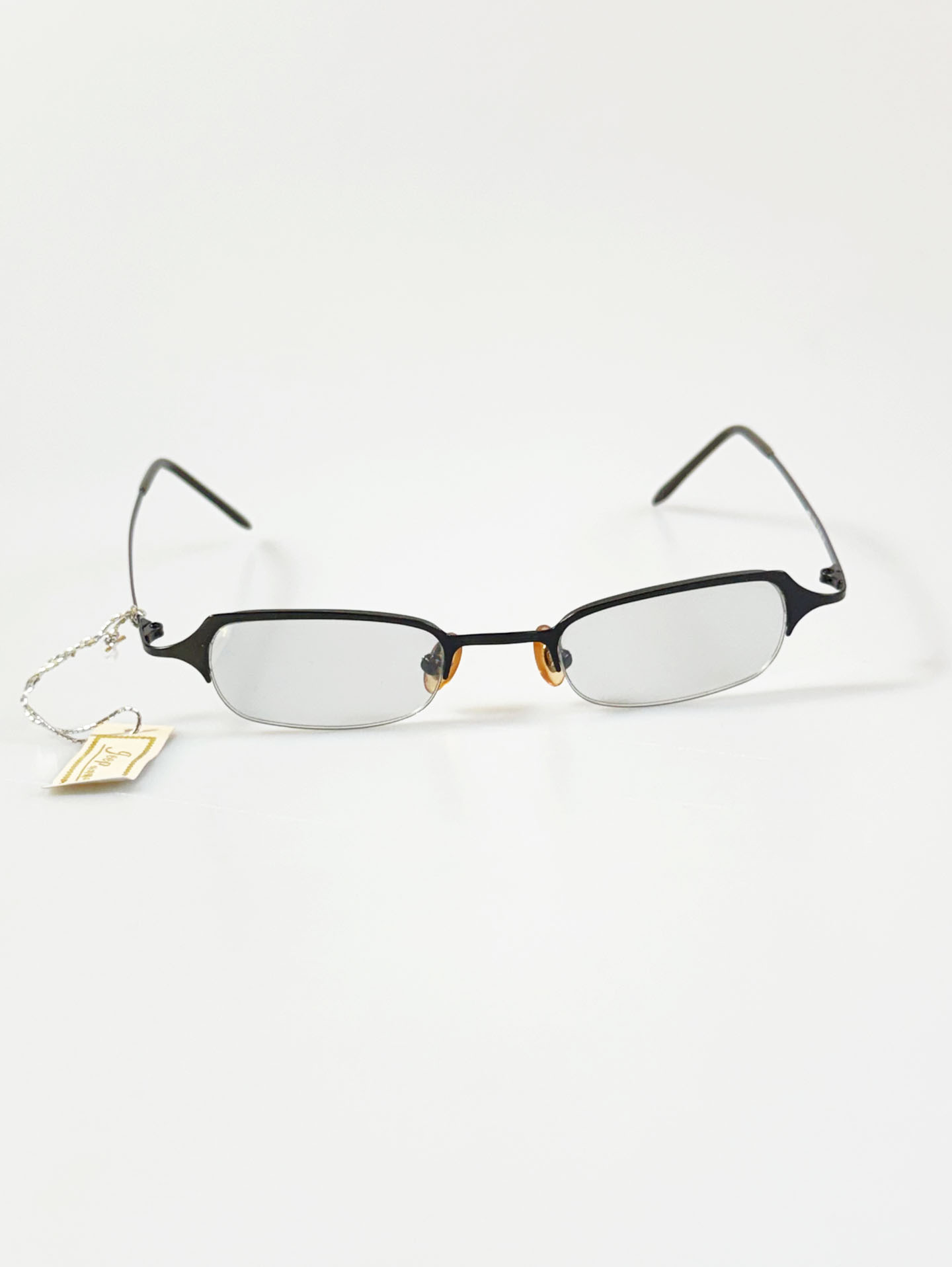 JEEP Black Slim Squuare Semi-Rimless Metal Frame Glasses