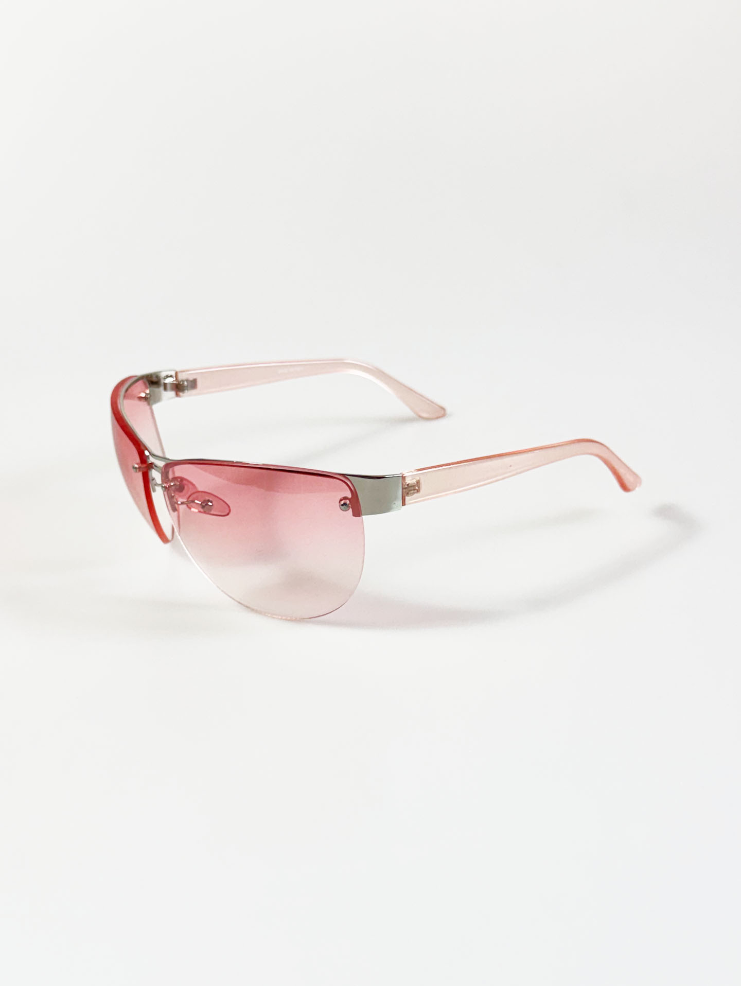 Rimless Shield Square Pink Gradient Tinted Sunglasses