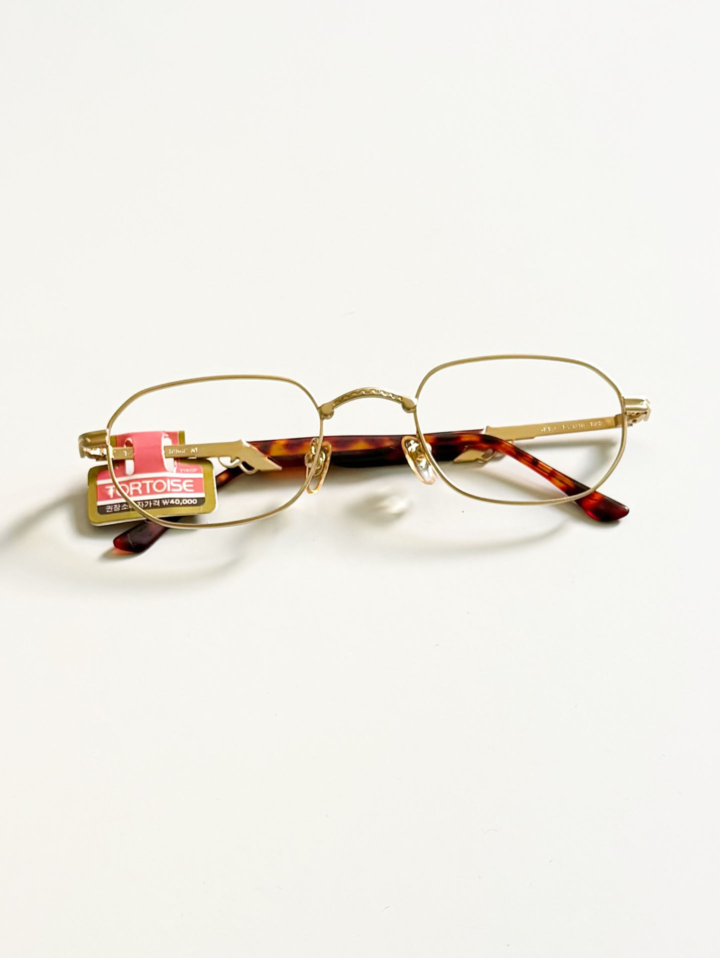 90's TORTOISE Gold Slim Square Metal Glasses