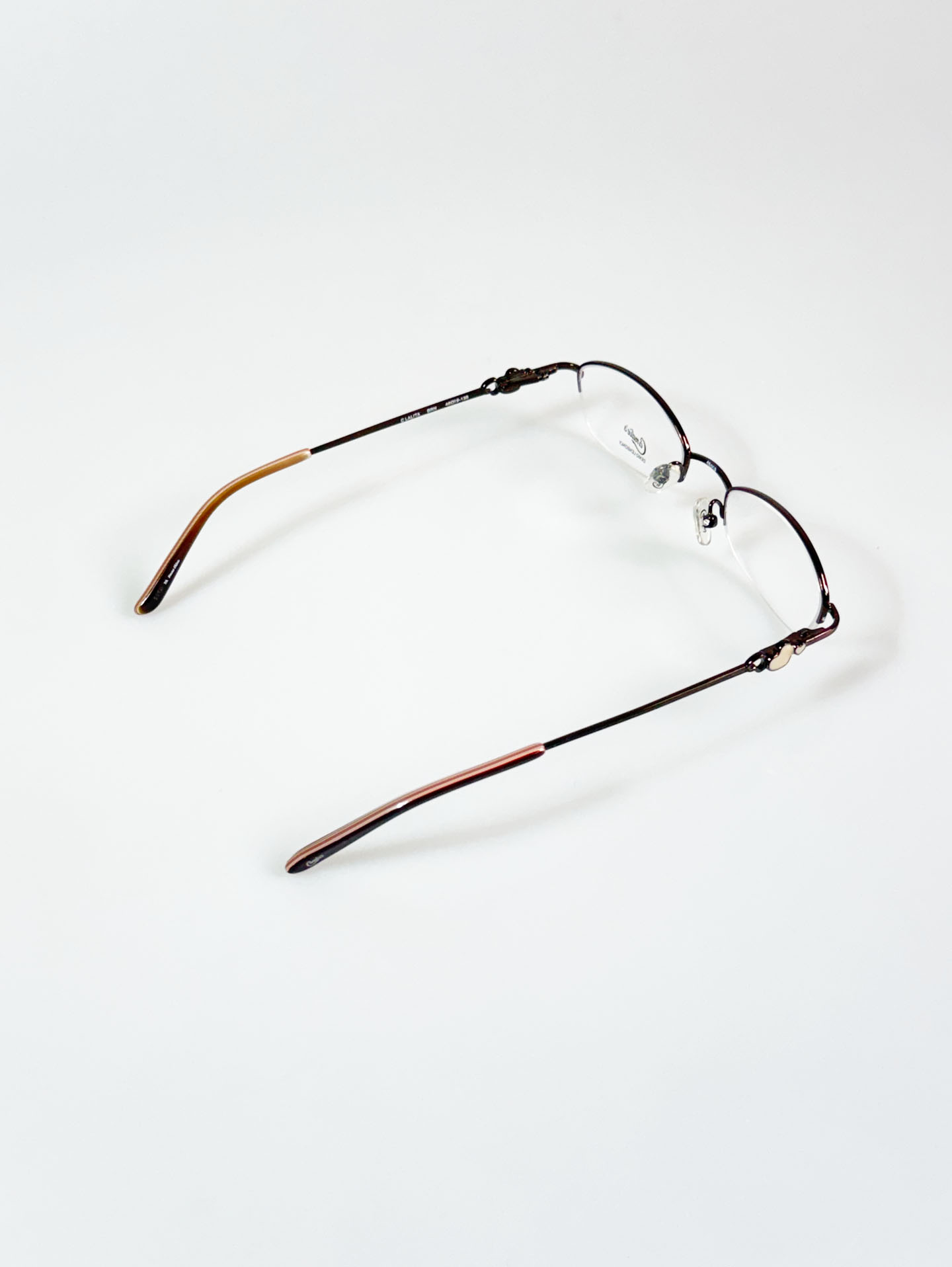 Candie’s Brown Slim Oval Half-Rim Metal Frame Glasses
