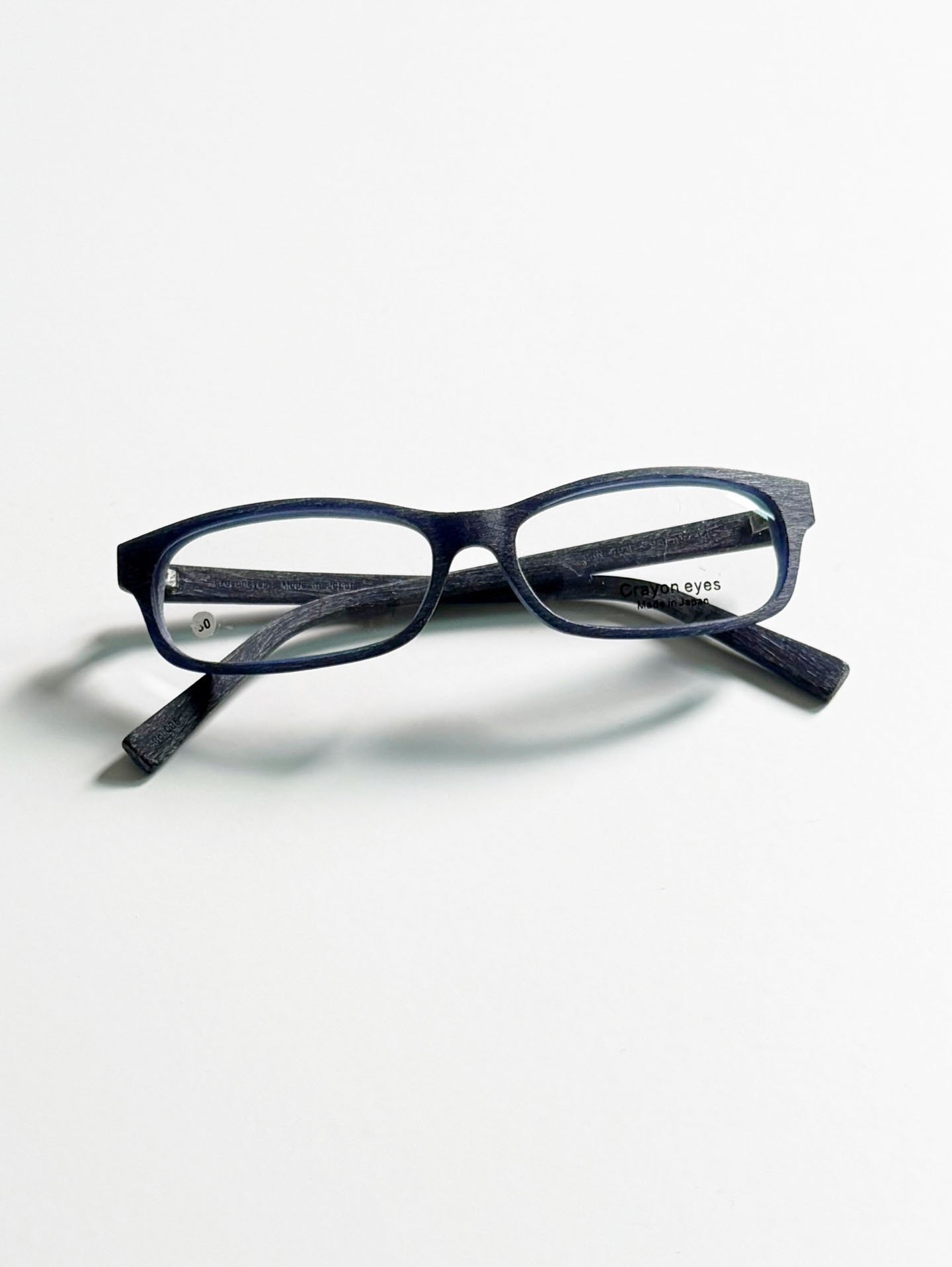 CRAYON EYES Navy Wood Square Frame Glasses (made in Japan)