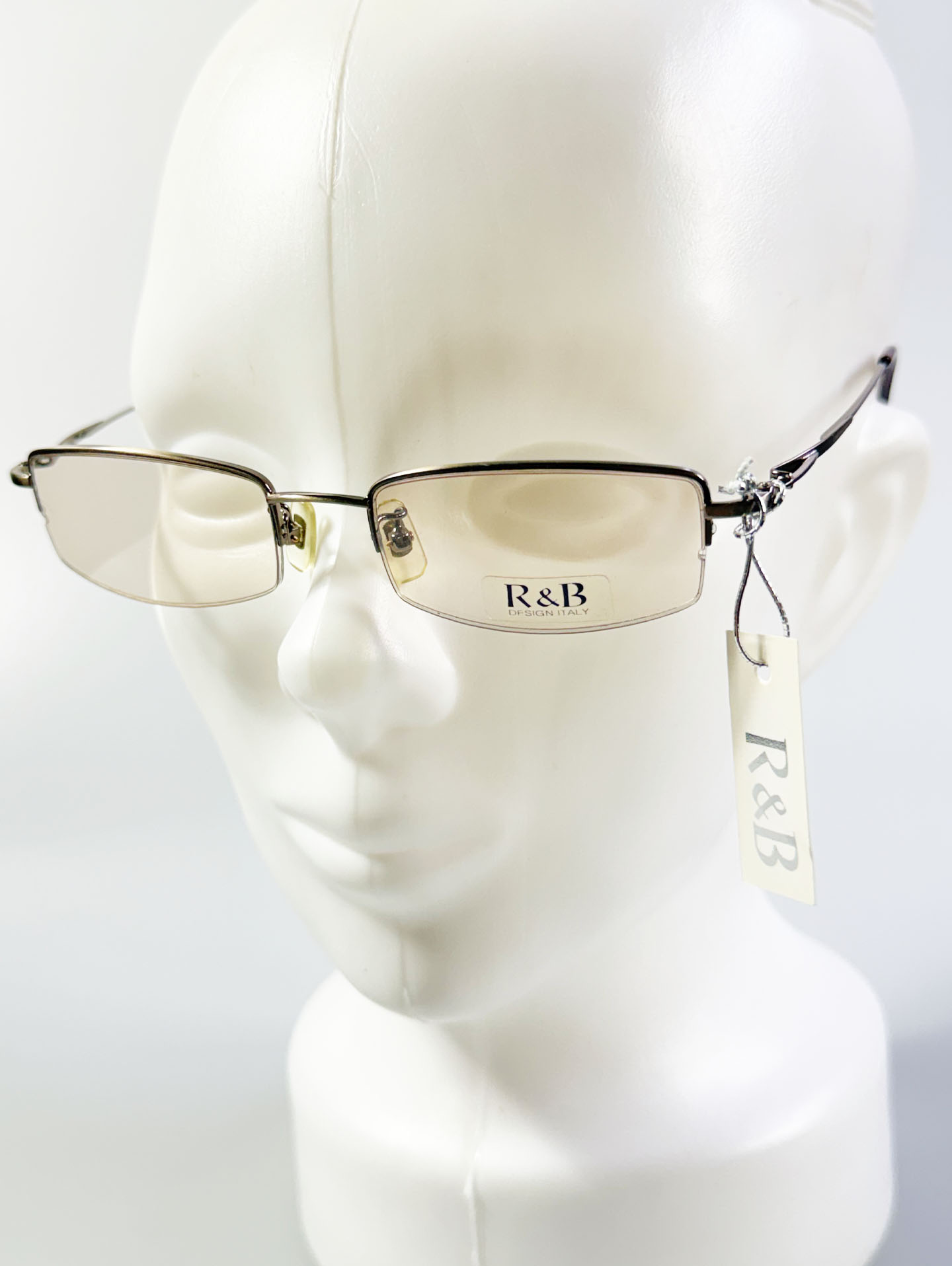 R&B Eyewear Gold Half-Rim Square Metal Frame Glasses