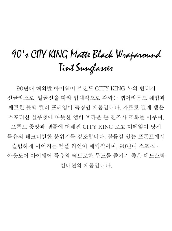 90's CITY KING Matte Black Wraparound Tint Sunglasses