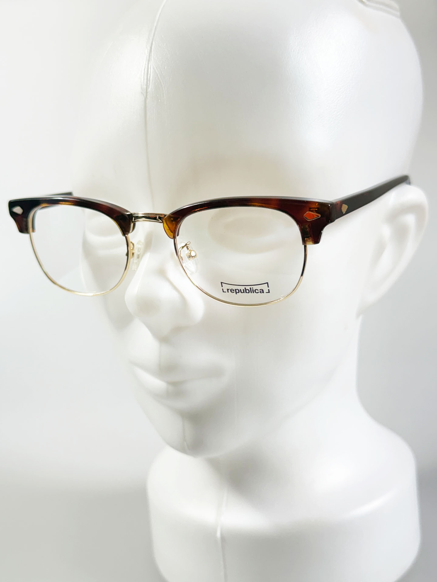 REPUBLICA Tortoiseshell Browline Combination Glasses