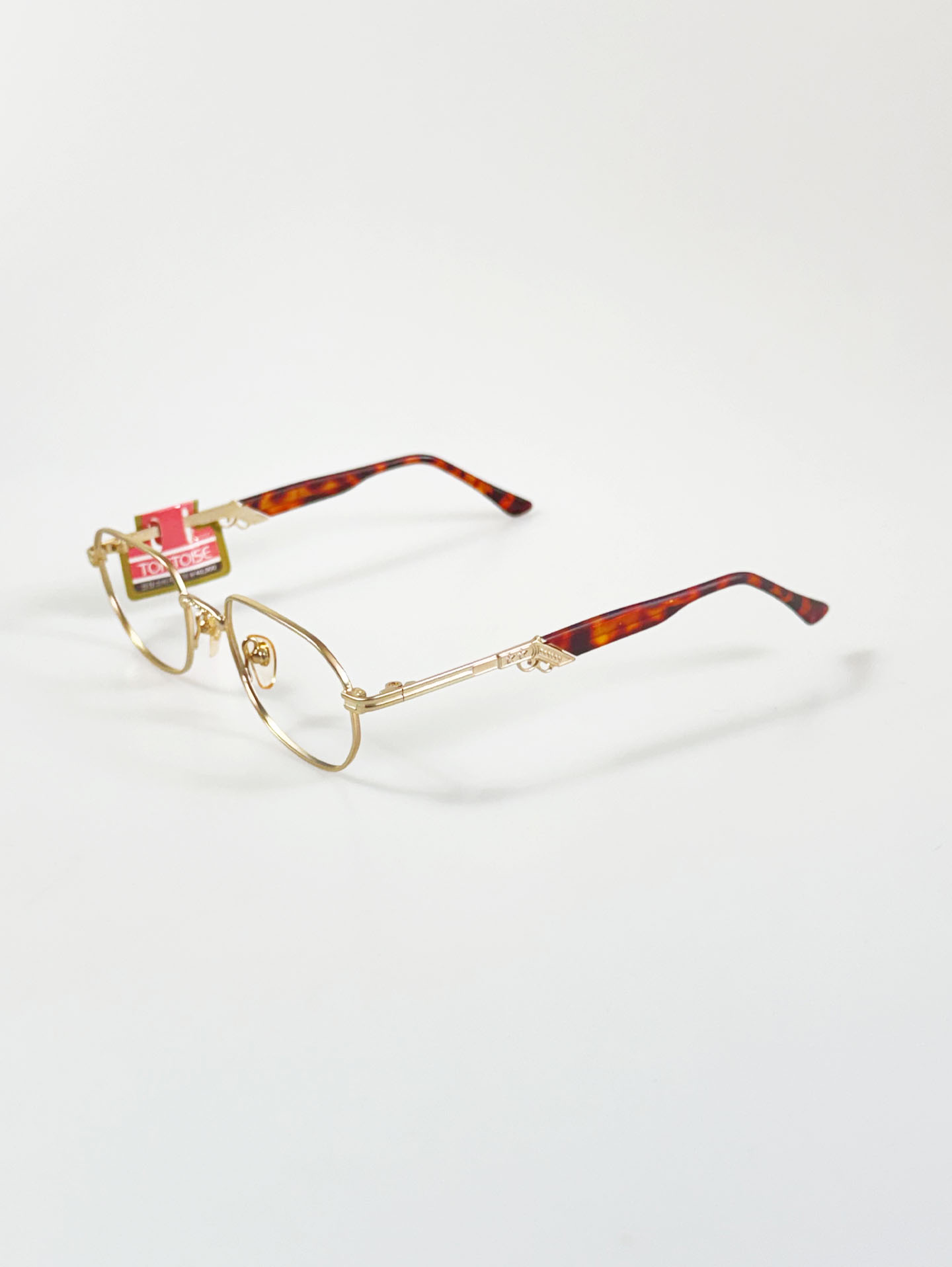 90's TORTOISE Gold Slim Square Metal Glasses