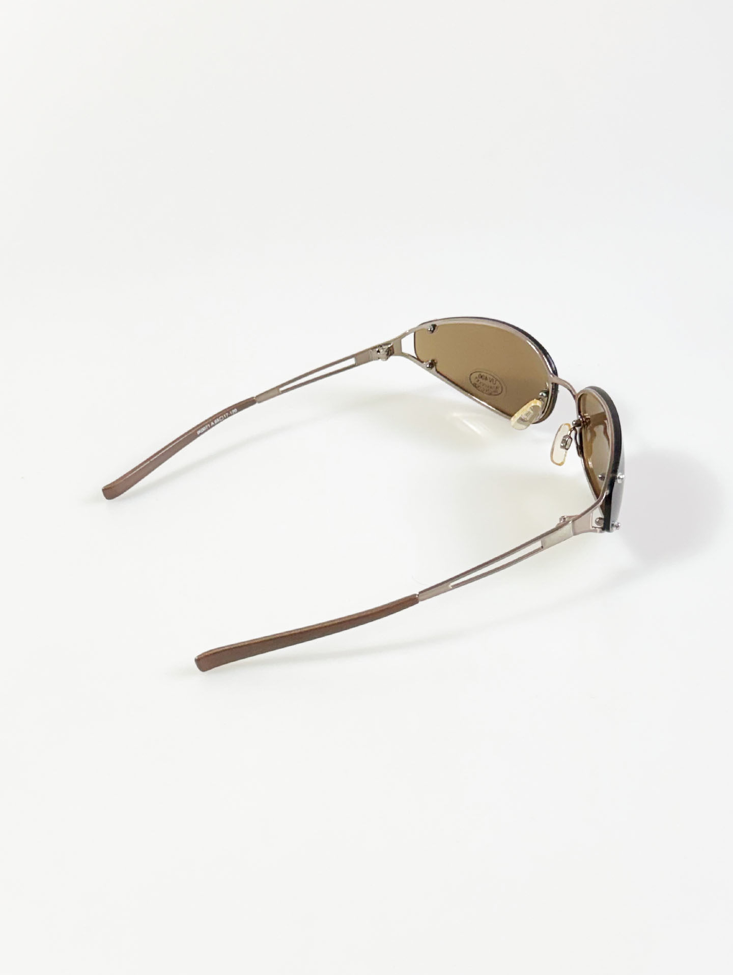 I.COM Brown Rimless Oval Metal Tint Sunglasses