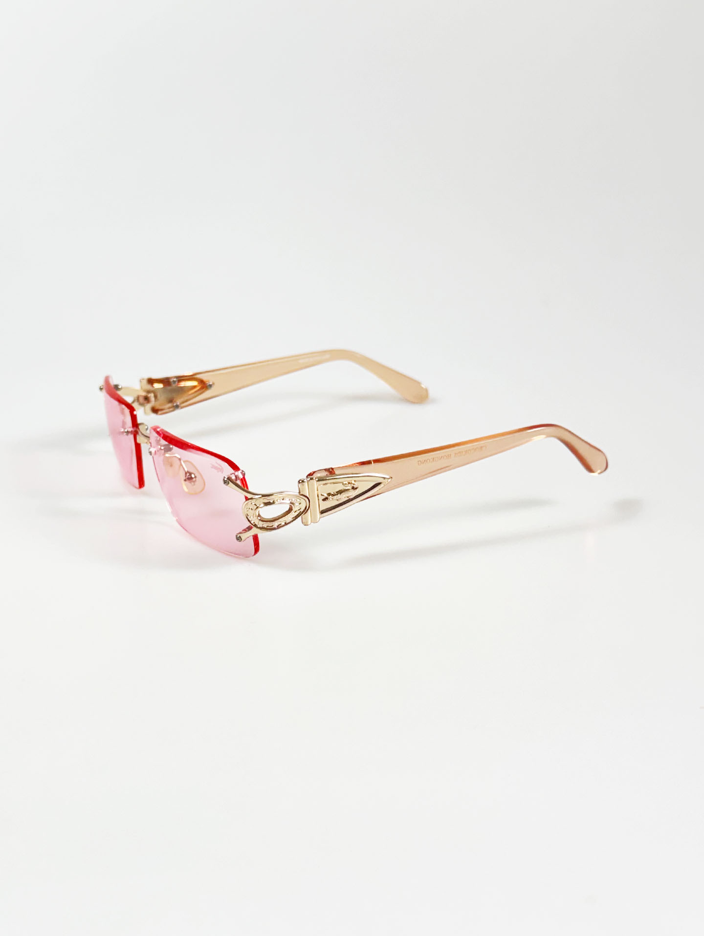 90's CROCOKIDS Pink Rimless Square Metal Tint Sunglasses