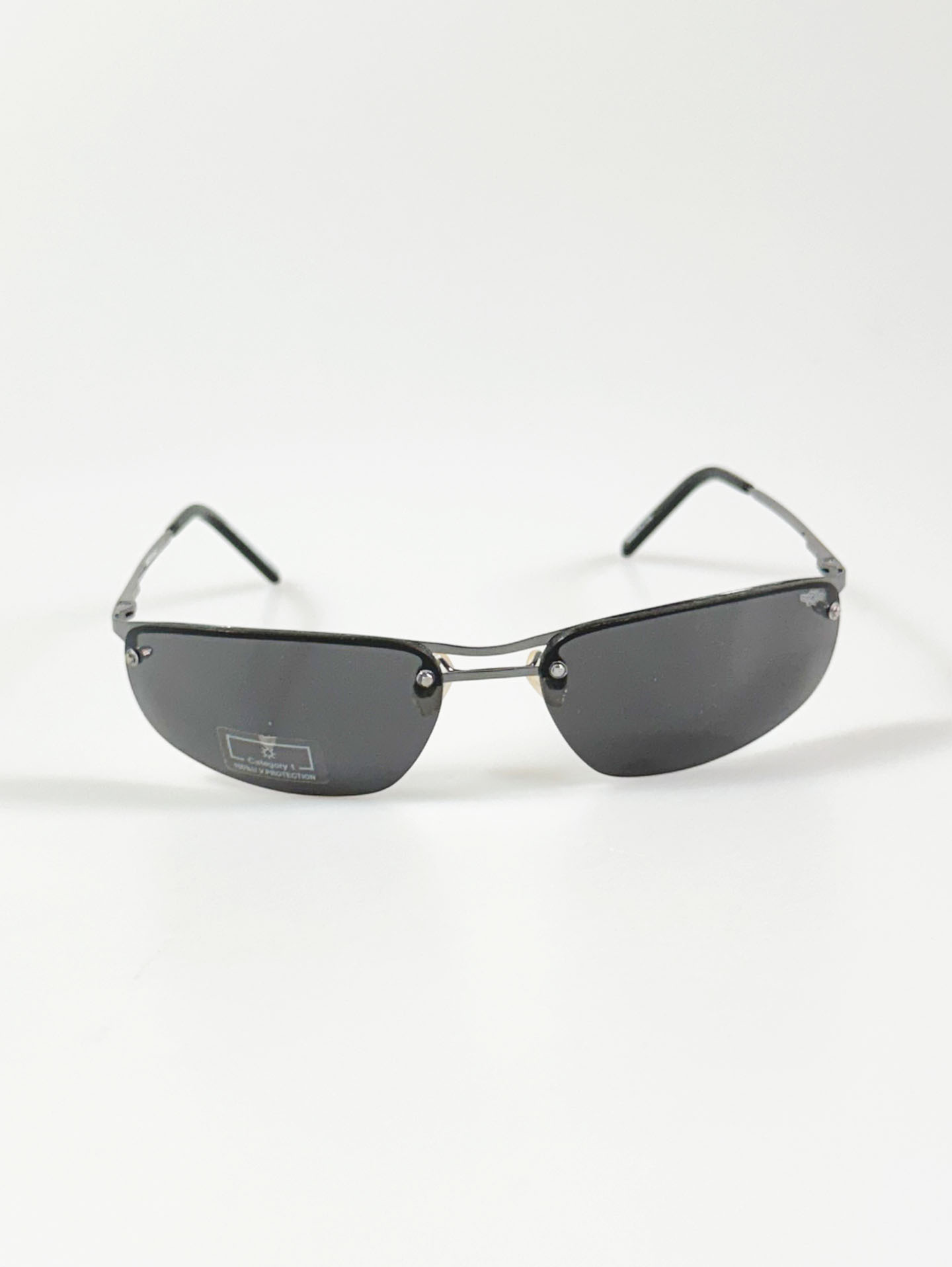 NUDOS Two-Bridge Rimless Wrap Metal Sunglasses