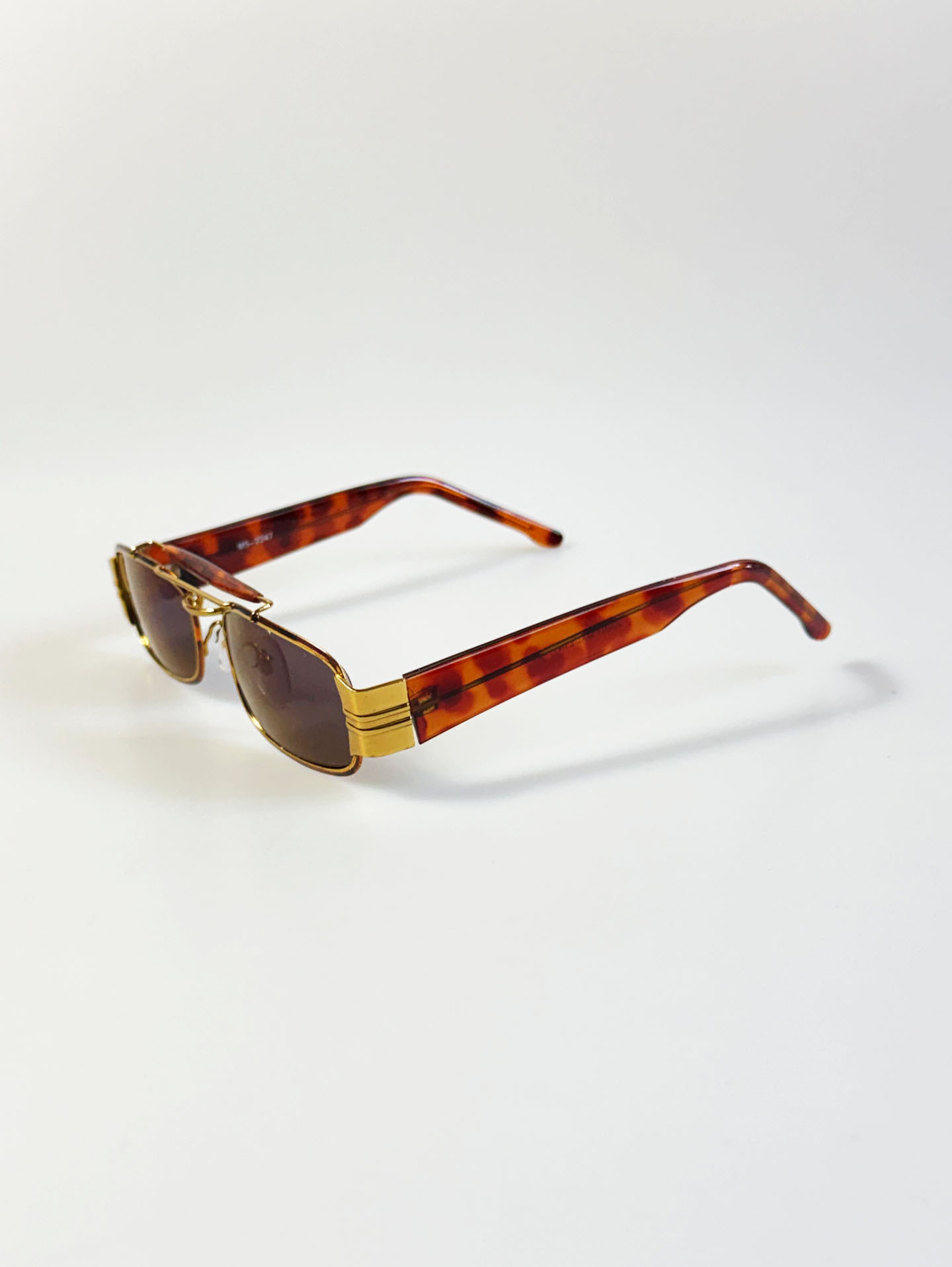 90's VINNY Gold Double Bridge Square Metal Sunglasses