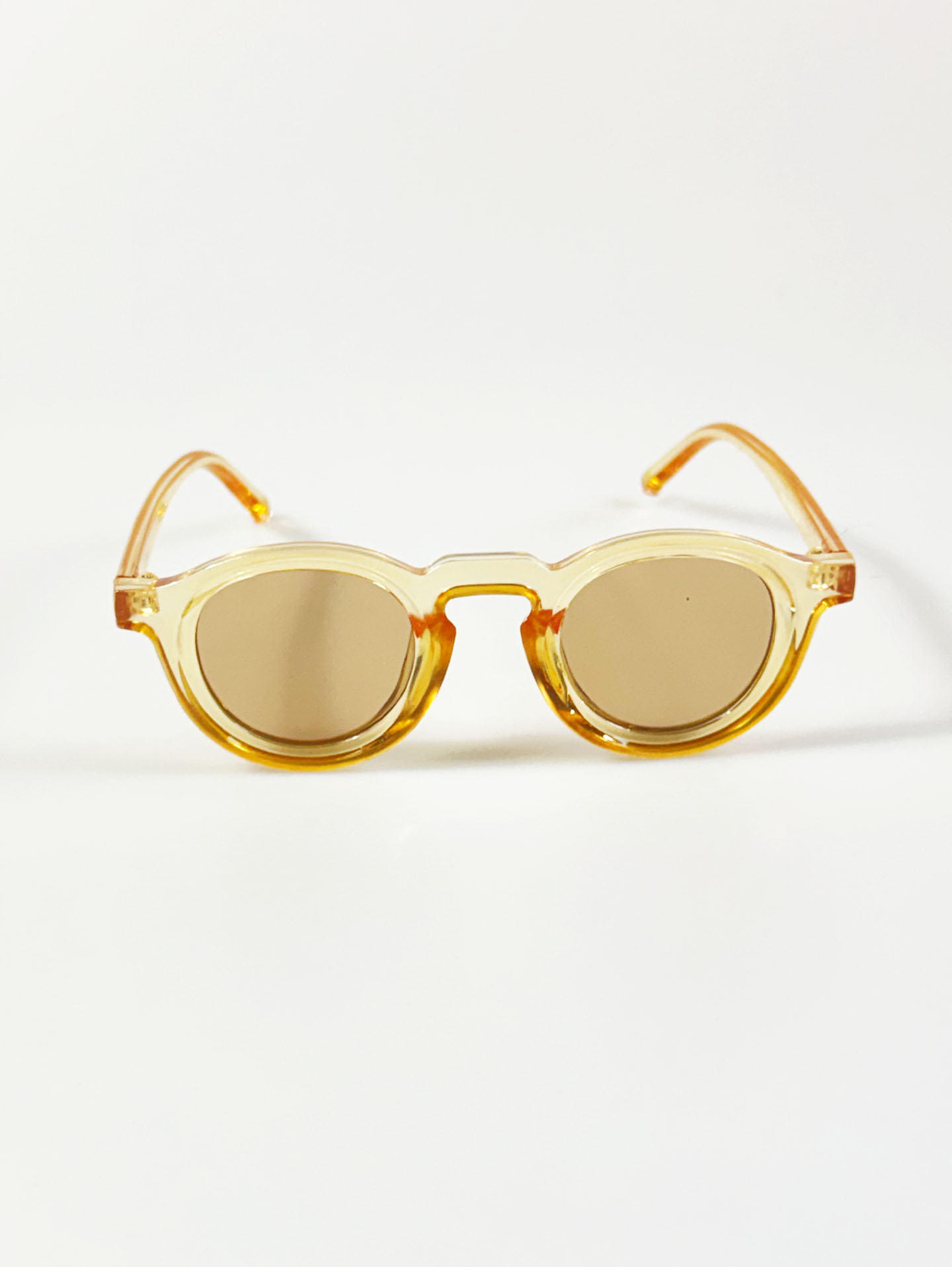 Clear Amber Bold Round Tinted Sunglasses