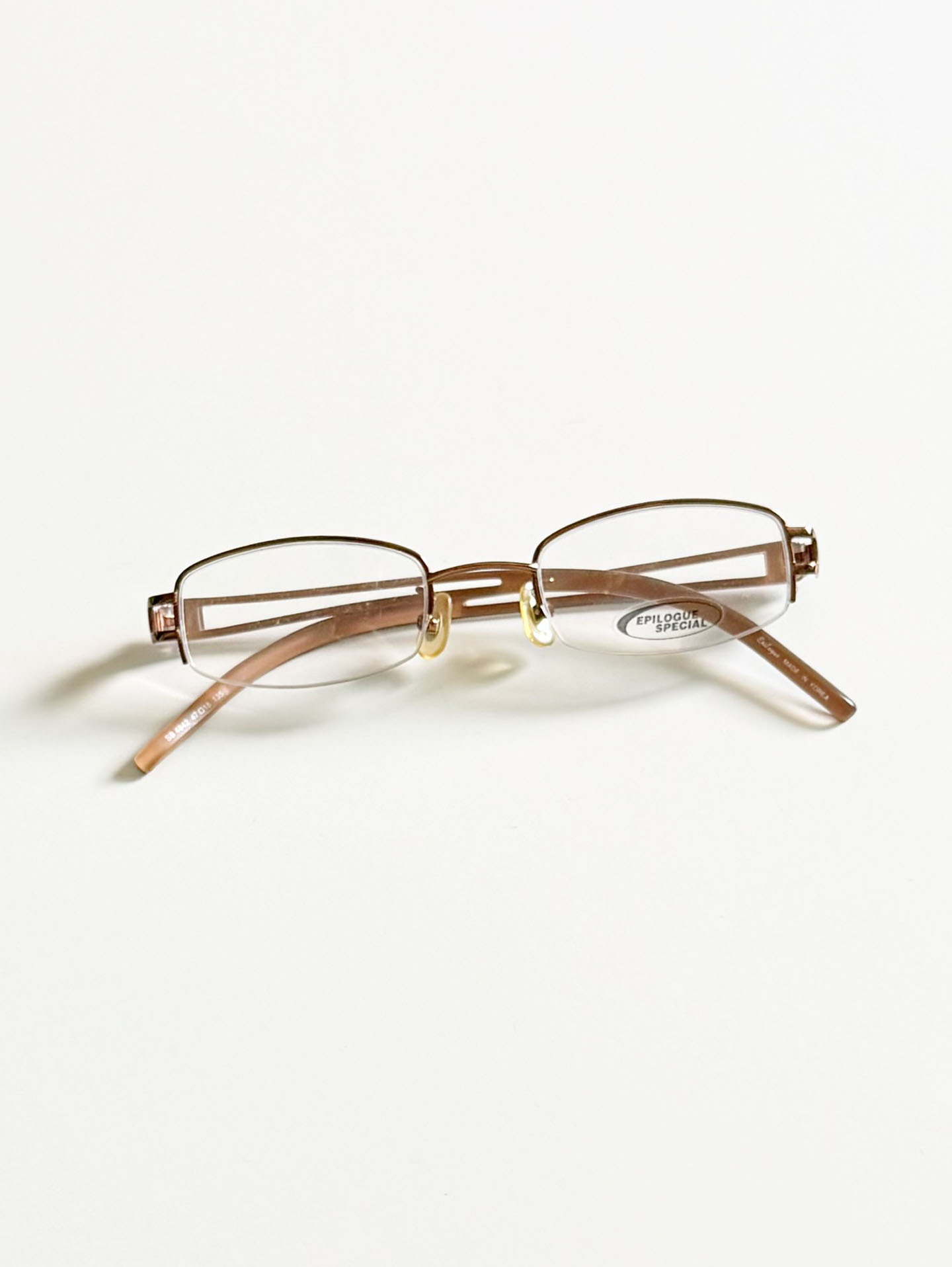 EPILOGUE Brown Half-Rim Square Metal Glasses