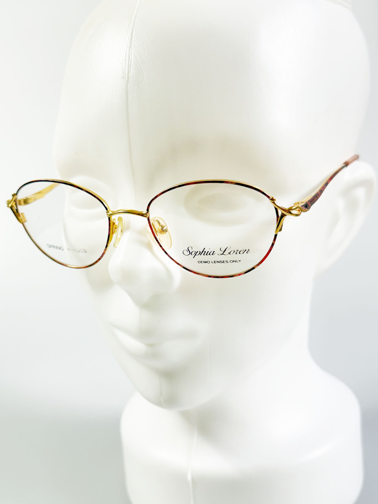 Sophia Loren Gold Slim Oval Metal Frame Glasses