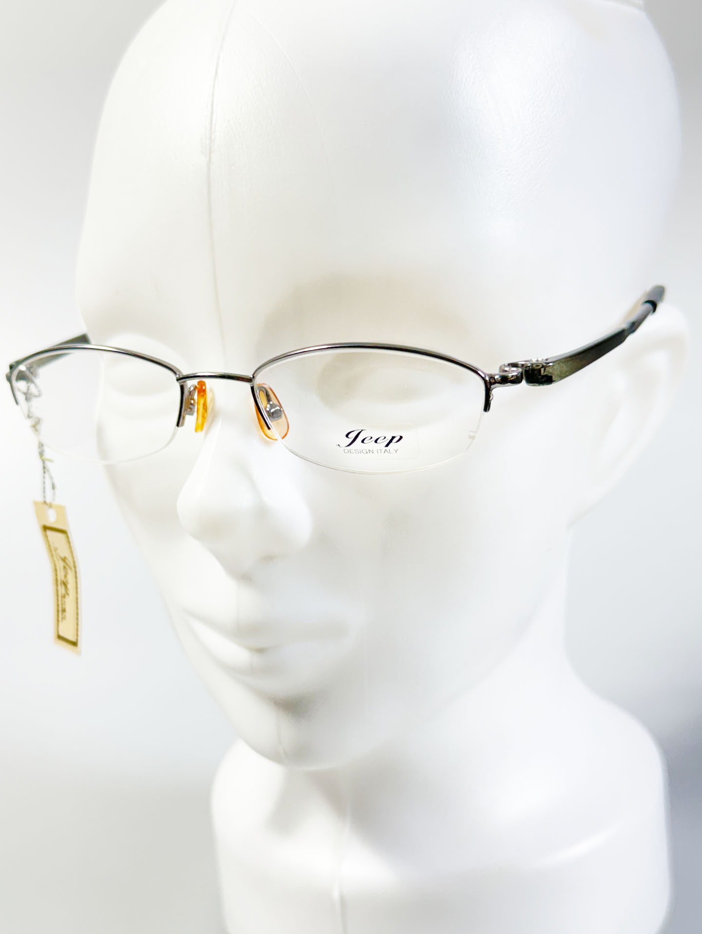 JEEP Dark Silver Semi-Rimless Square Metal Frame Glasses