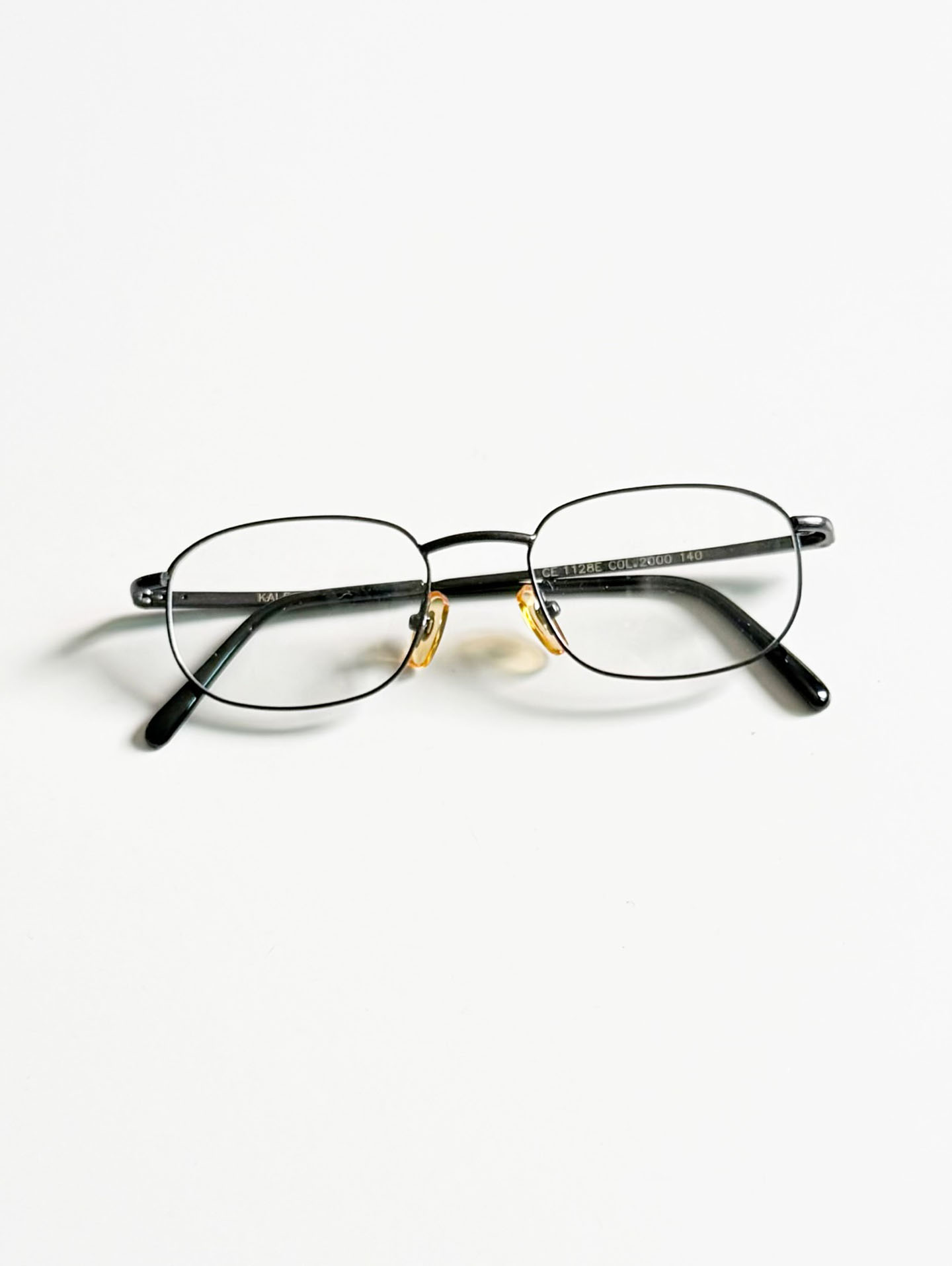 90's KALEIDO Charcoal Slim Oval Metal Glasses
